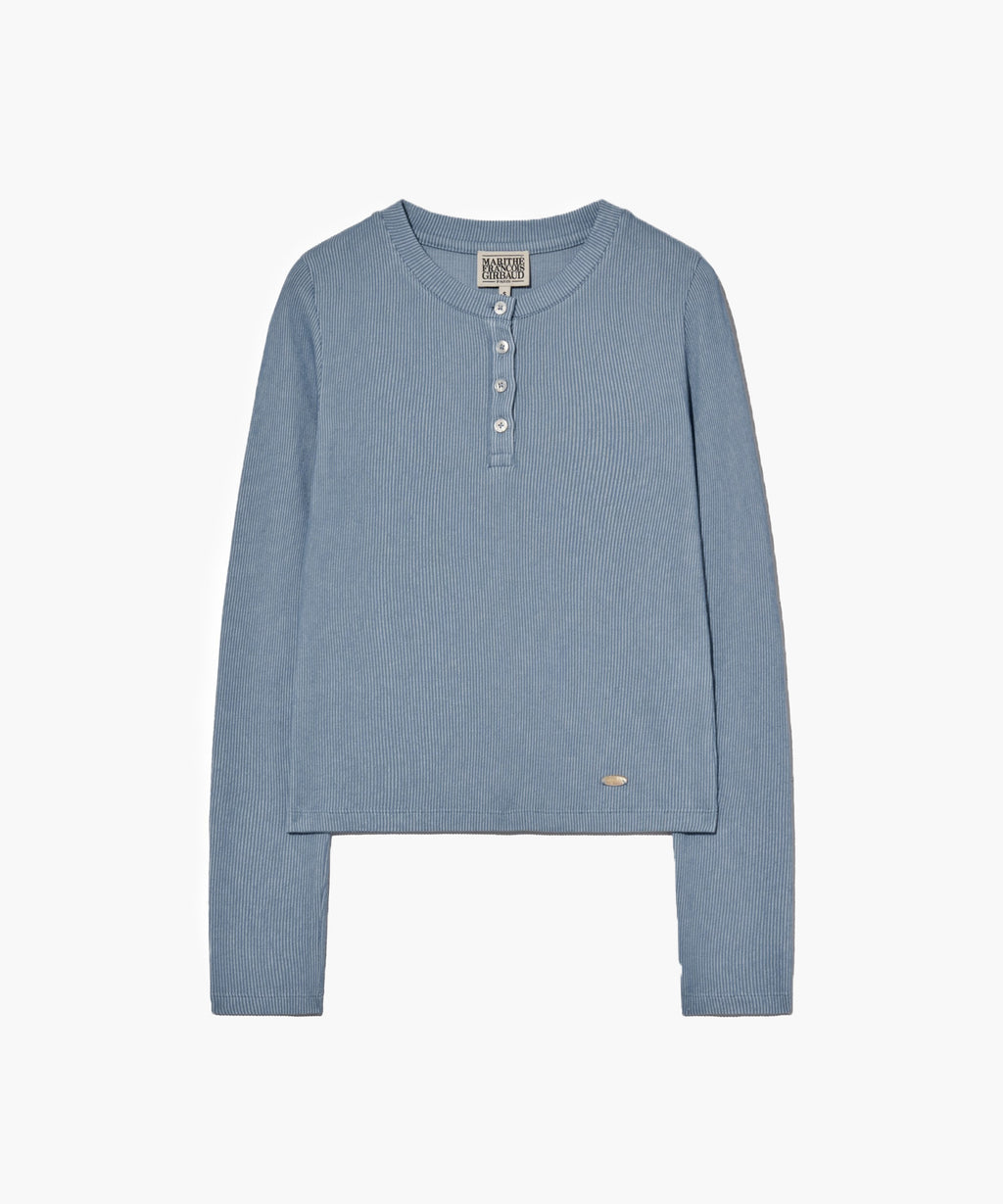 Marithe & Francois Girbaud - Henley Neck Long Sleeve (Blue) product image 9 | TRAB K-Fashion Australia