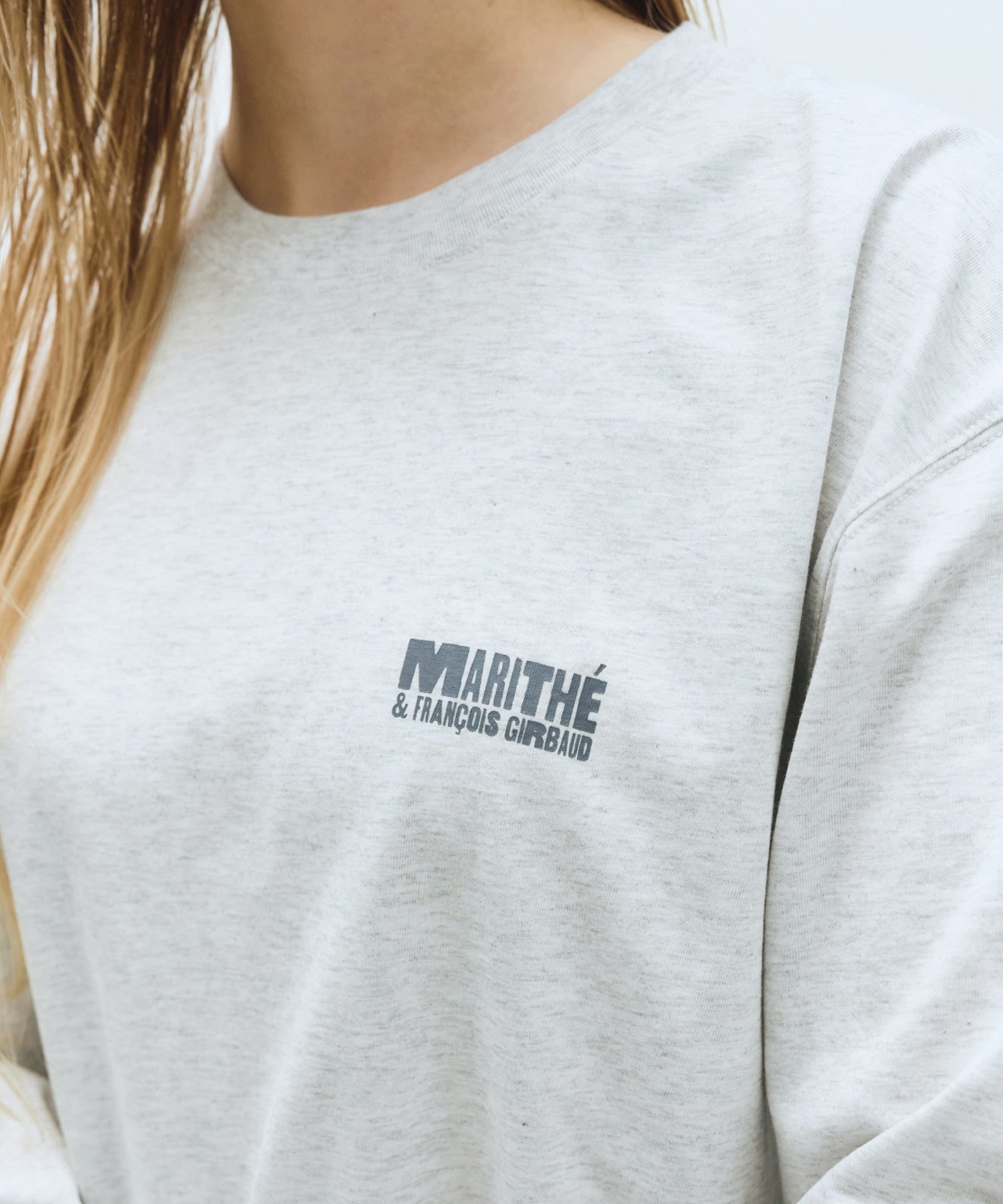 Marithe & Francois Girbaud - Bold Logo Oversized Long Sleeve (Light Heather Gray) product image 3 | TRAB K-Fashion Australia