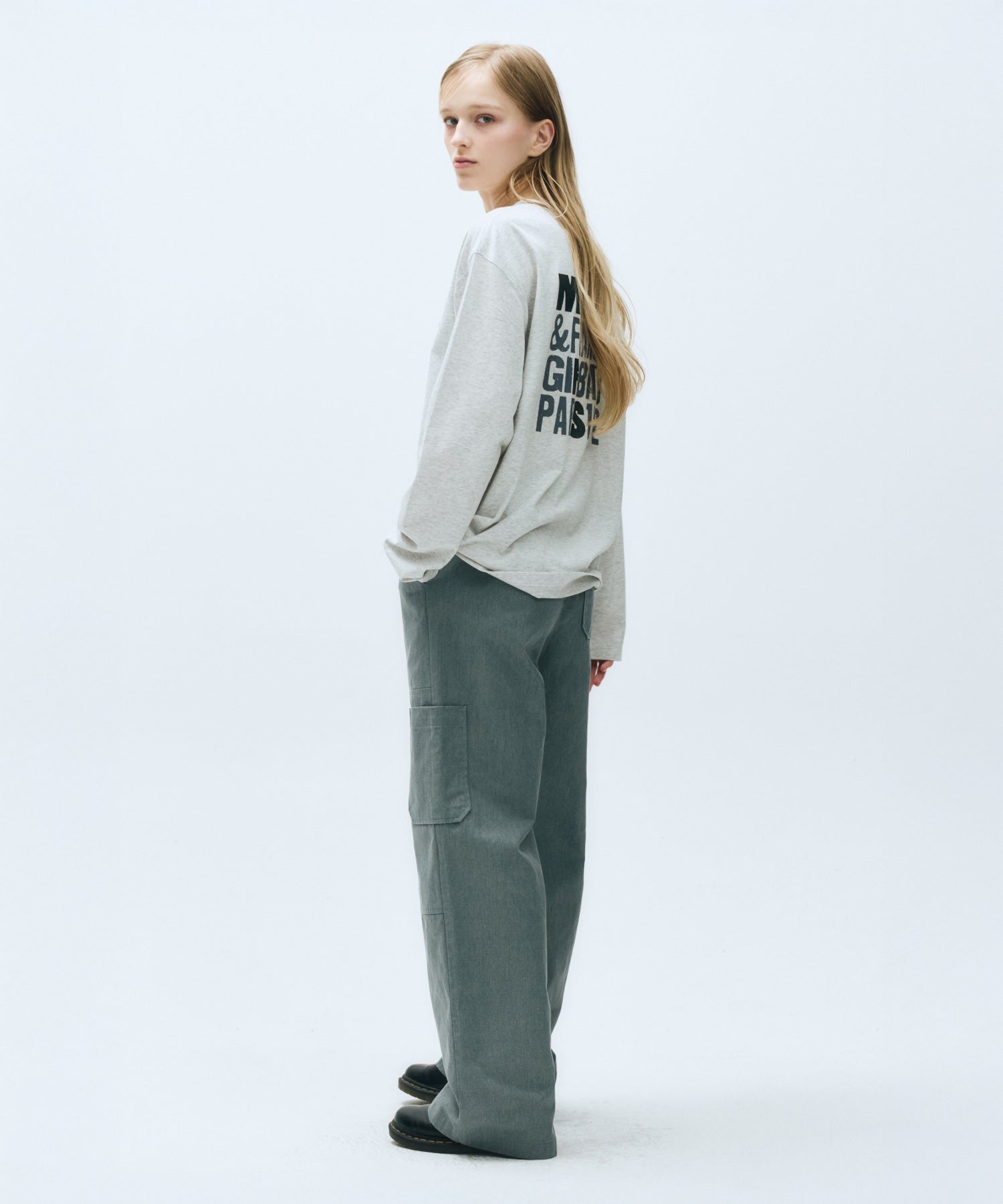 Marithe & Francois Girbaud - Bold Logo Oversized Long Sleeve (Light Heather Gray) product image 5 | TRAB K-Fashion Australia
