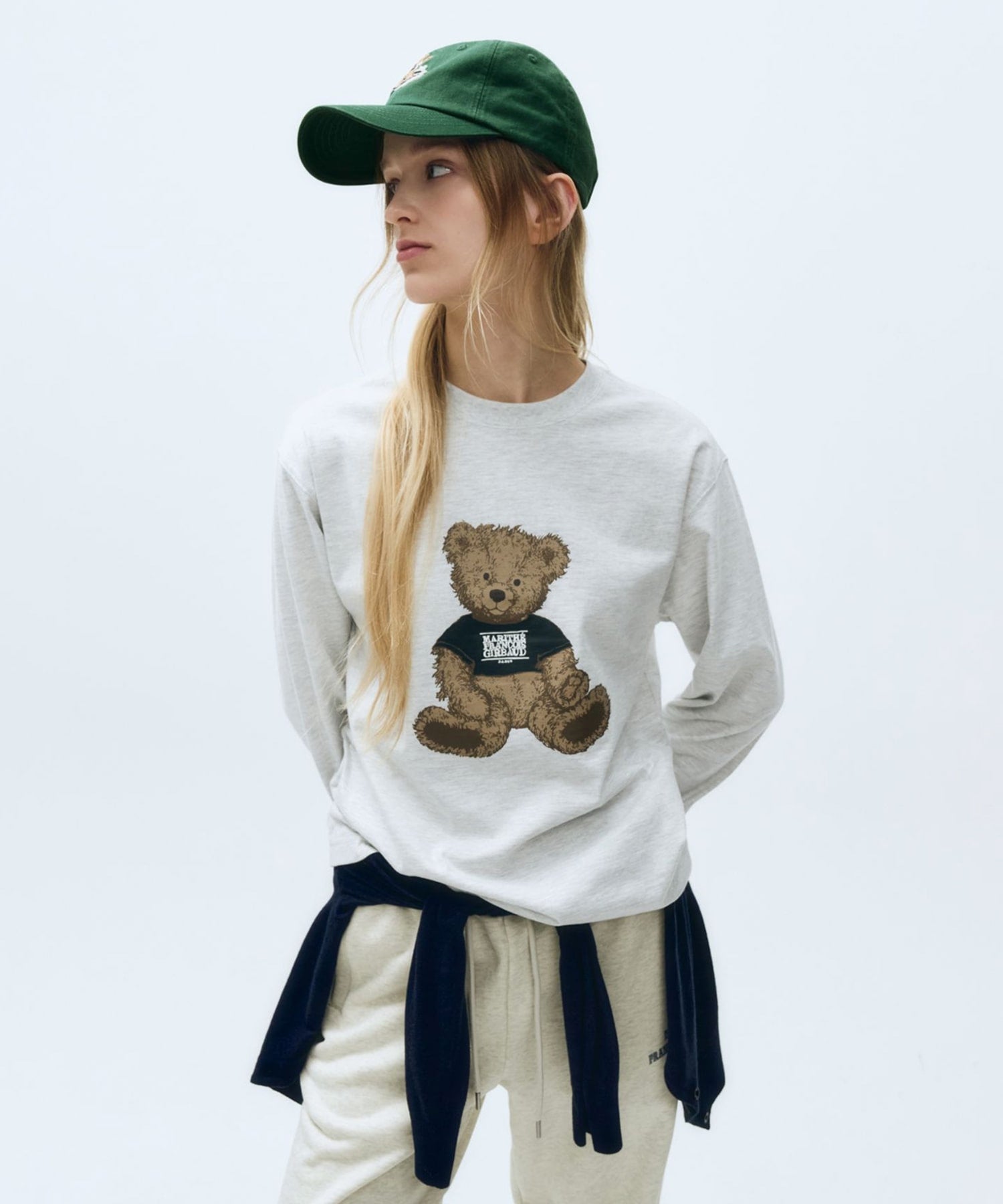 Marithe & Francois Girbaud - Doodle Bear Long Sleeve (Light Heather Gray) product image 1 | TRAB K-Fashion Australia