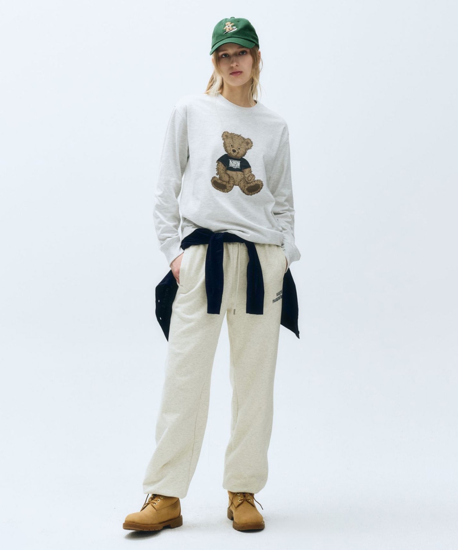 Marithe & Francois Girbaud - Doodle Bear Long Sleeve (Light Heather Gray) product image 4 | TRAB K-Fashion Australia