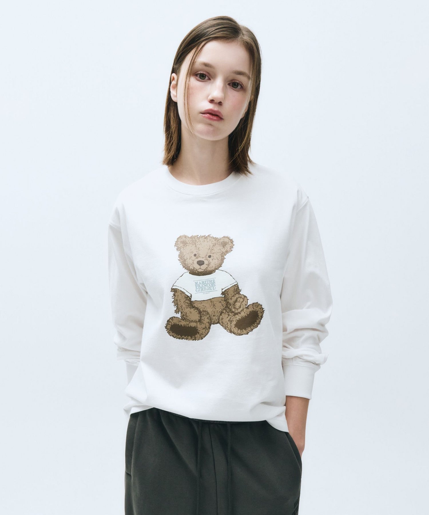 Marithe & Francois Girbaud - Doodle Bear Long Sleeve (White) product image 1 | TRAB K-Fashion Australia