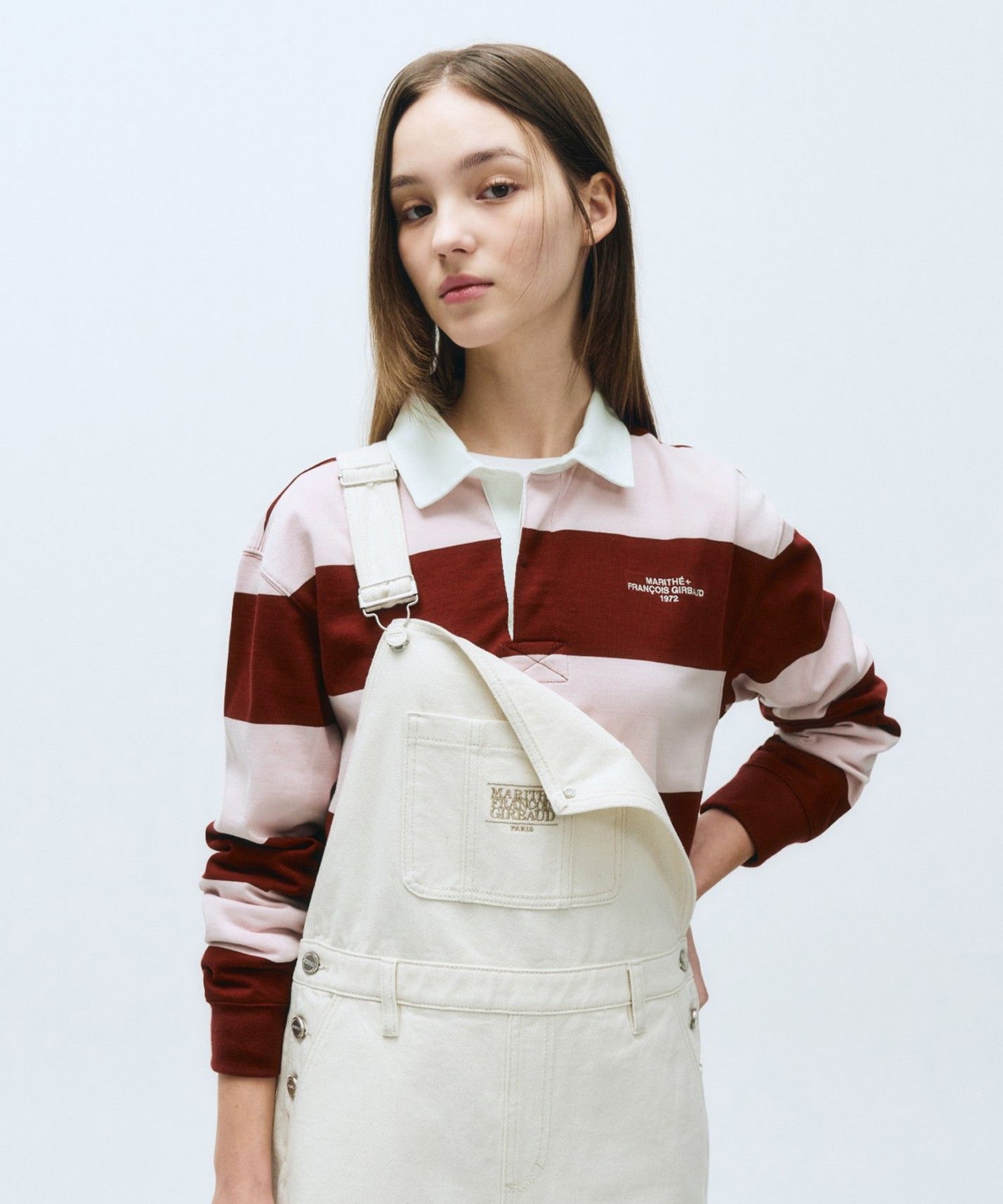 Marithe & Francois Girbaud - Stripe Rugby T-shirt (Burgundy) product image 1 | TRAB K-Fashion Australia