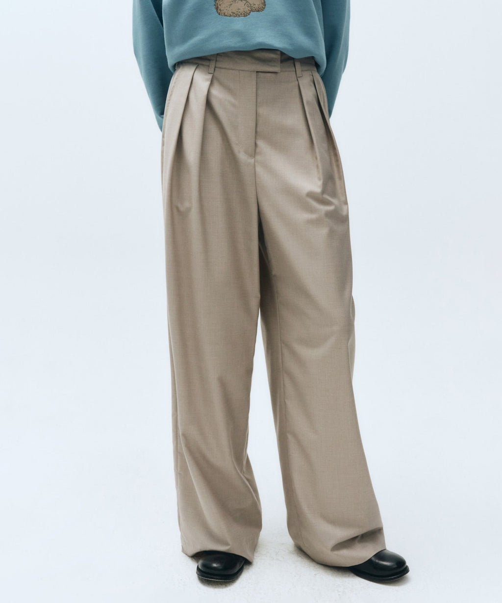 Marithe & Francois Girbaud - Two Tuck Wide Slacks (Beige) product image 4 | TRAB K-Fashion Australia