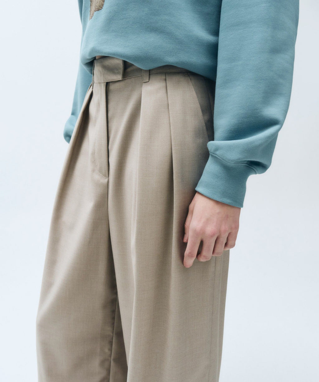 Marithe & Francois Girbaud - Two Tuck Wide Slacks (Beige) product image 6 | TRAB K-Fashion Australia