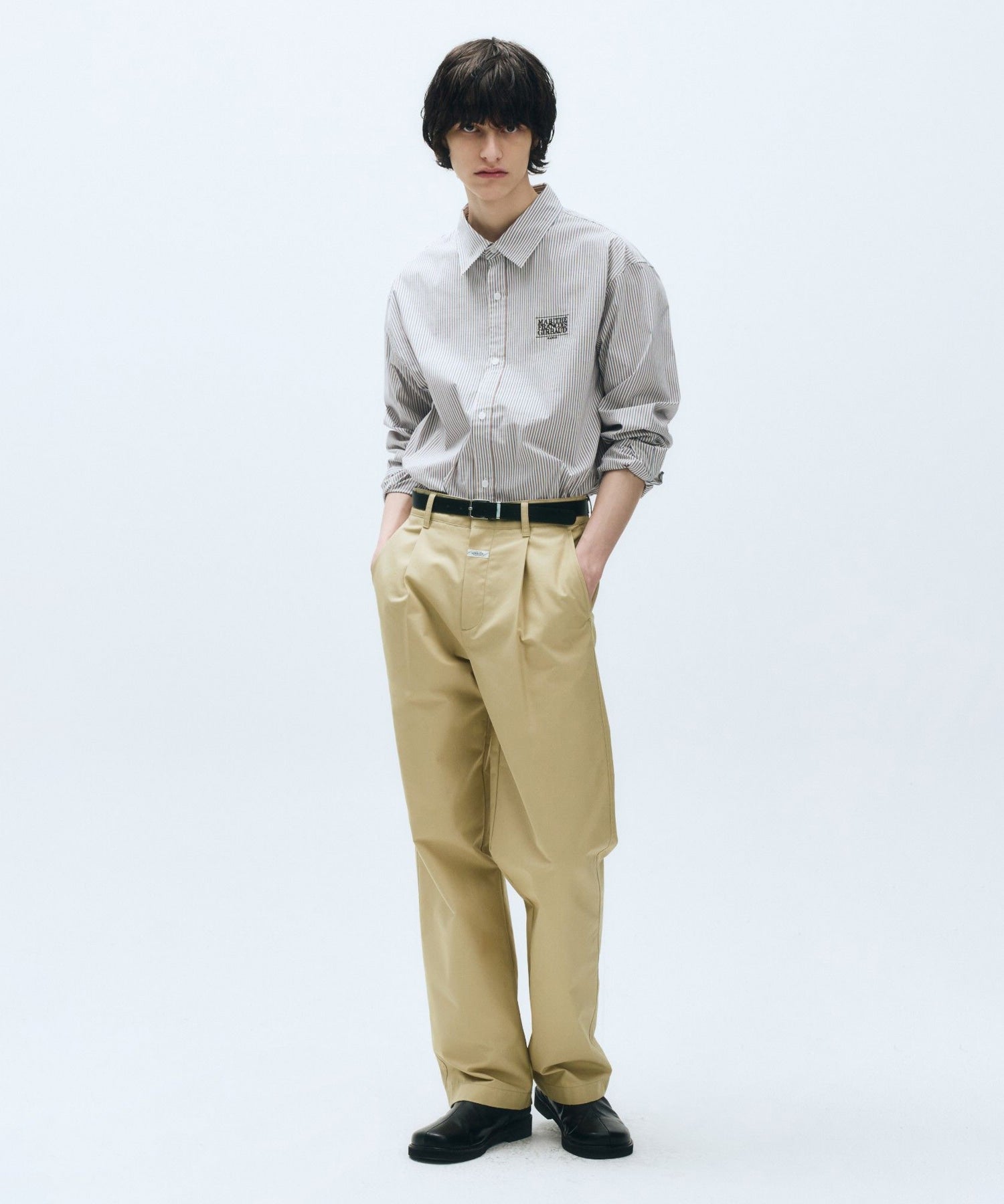 Marithe & Francois Girbaud - Wide One Tuck Pants (Beige) product image 1 | TRAB K-Fashion Australia
