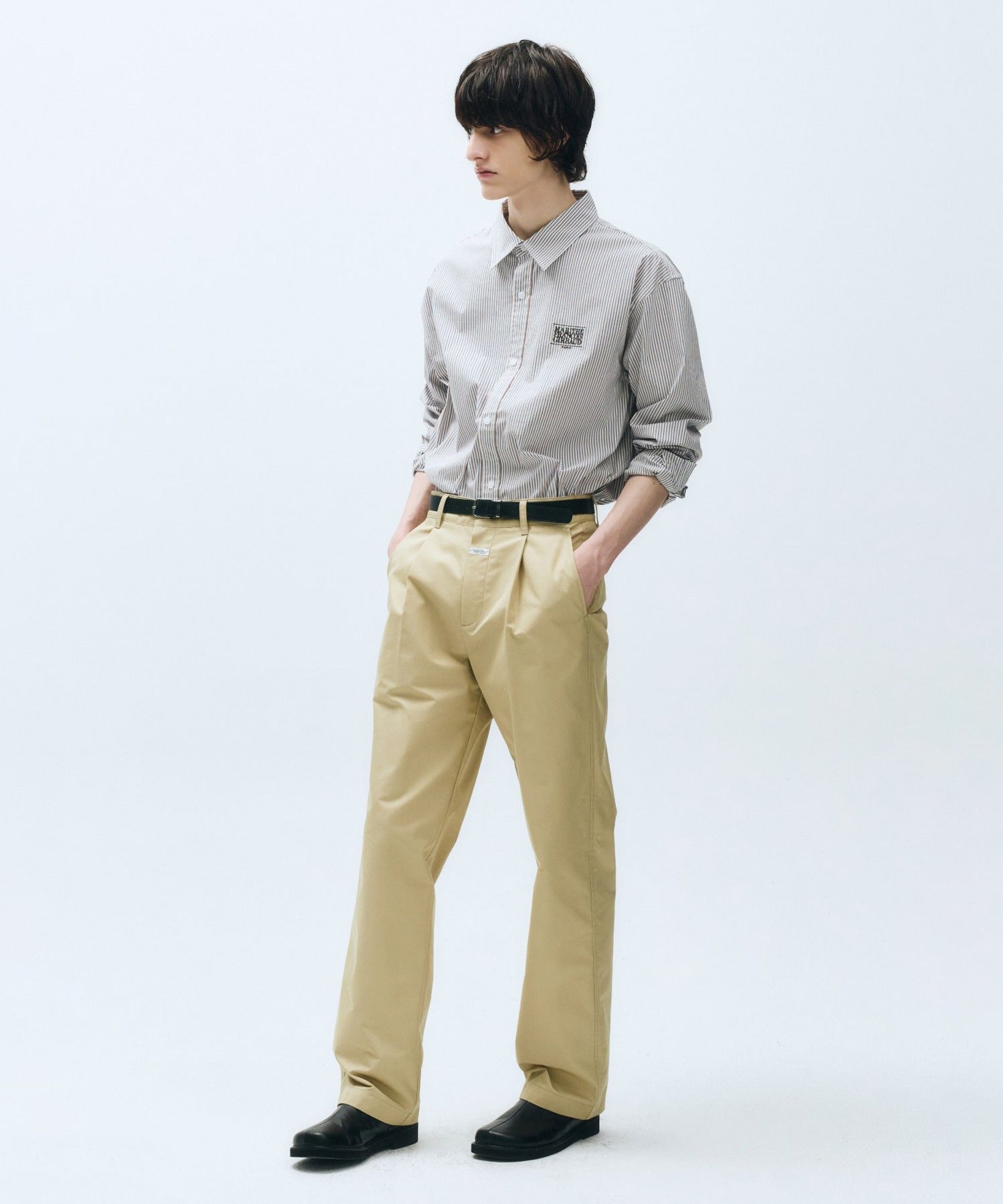 Marithe & Francois Girbaud - Wide One Tuck Pants (Beige) product image 2 | TRAB K-Fashion Australia