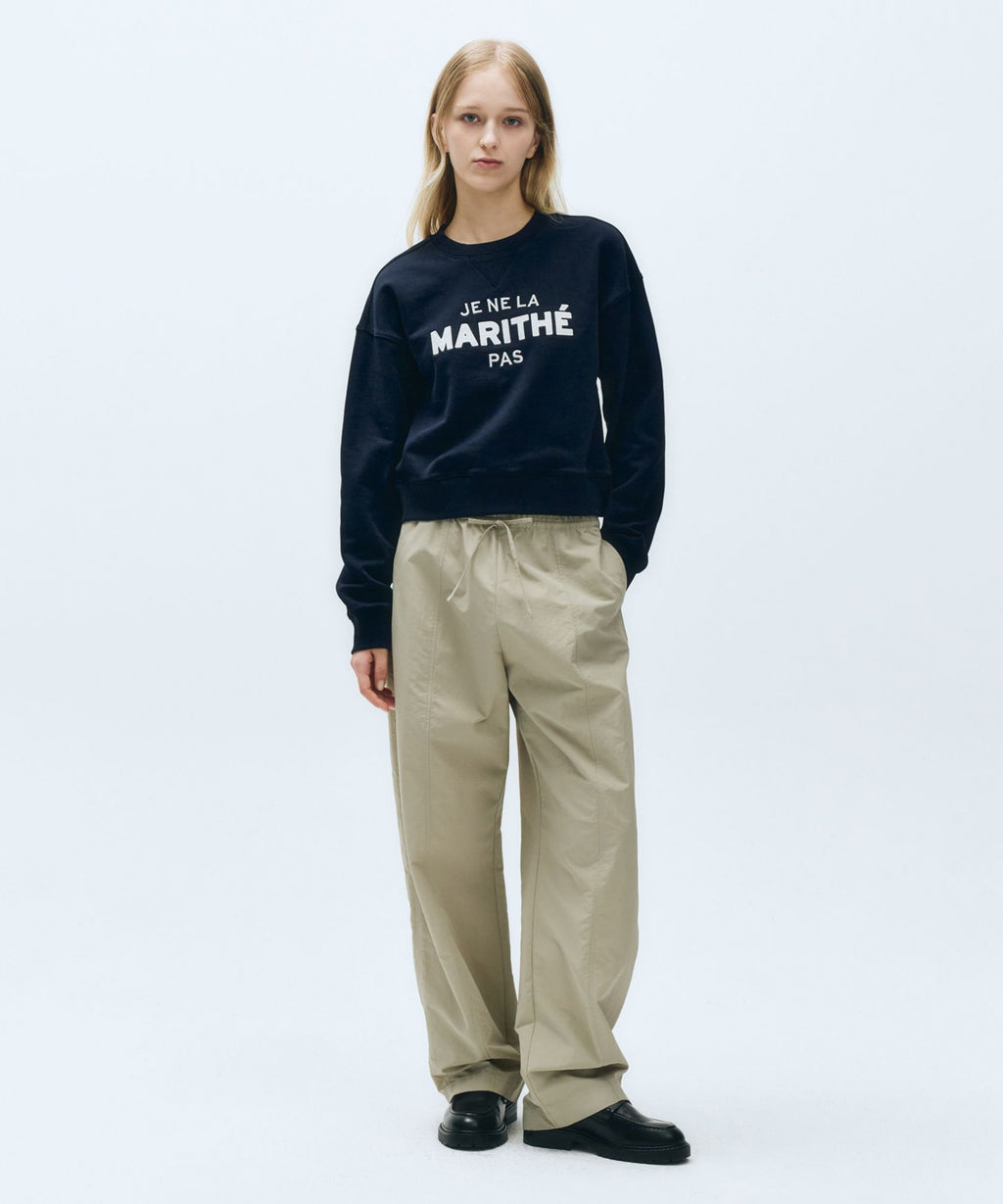 Marithe & Francois Girbaud - Barrel Fit Nylon Banding Pants (Beige) product image 1 | TRAB K-Fashion Australia