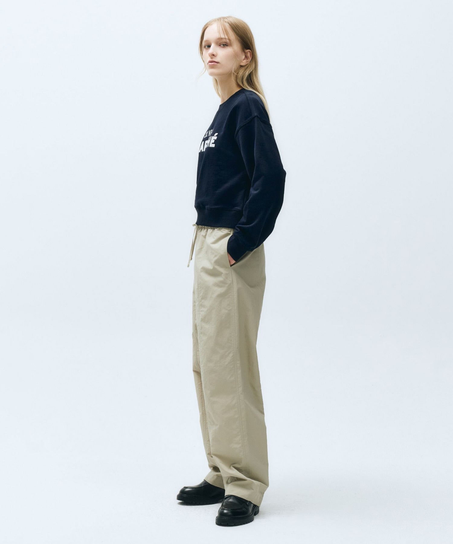 Marithe & Francois Girbaud - Barrel Fit Nylon Banding Pants (Beige) product image 2 | TRAB K-Fashion Australia