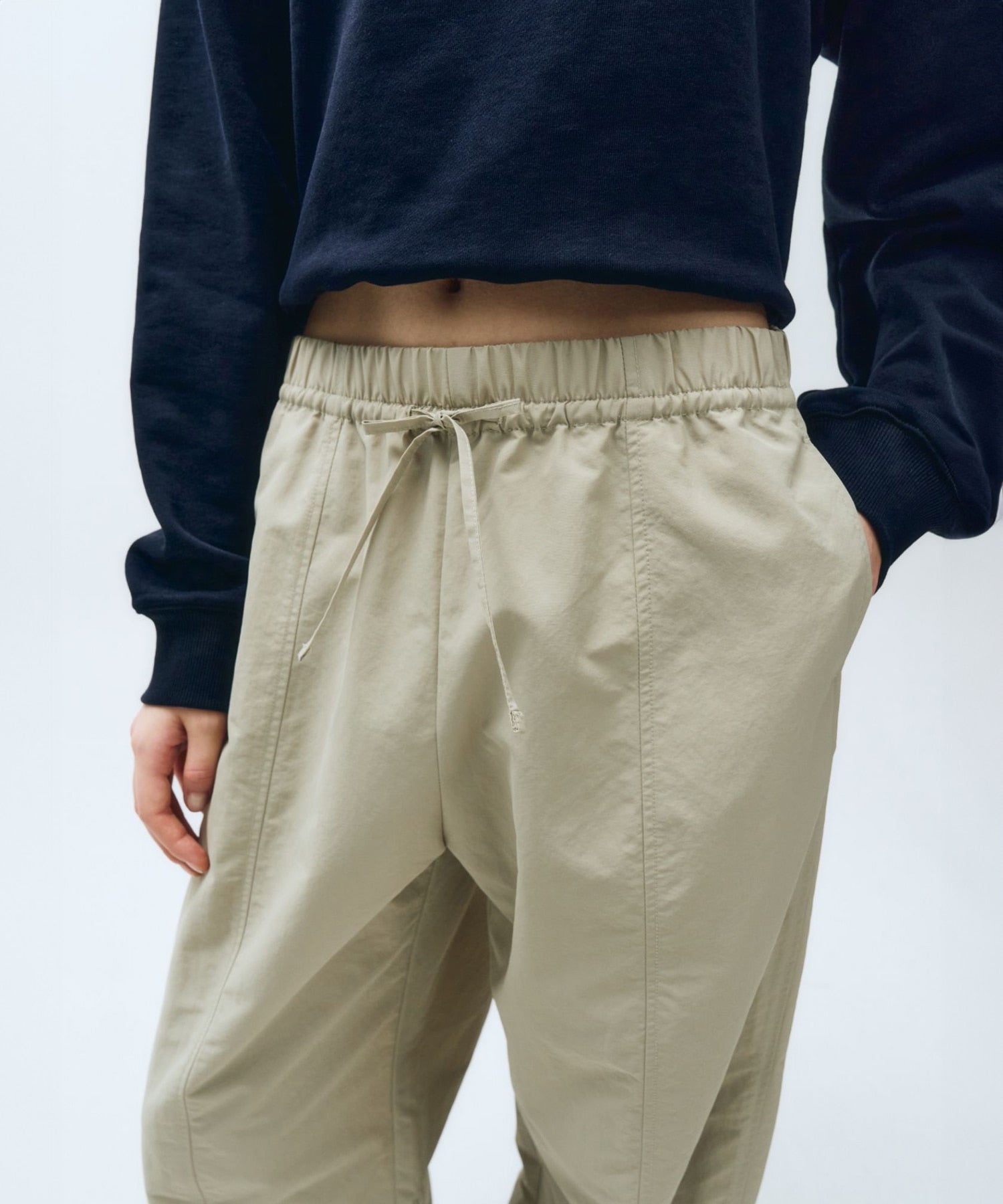 Marithe & Francois Girbaud - Barrel Fit Nylon Banding Pants (Beige) product image 6 | TRAB K-Fashion Australia
