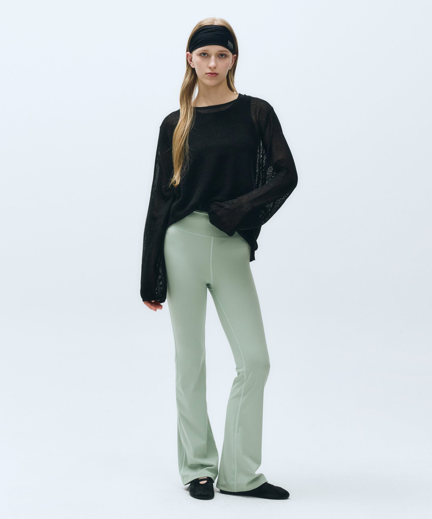 Marithe & Francois Girbaud - Mouvement W Classic Logo Bootcut Leggings (Mint) product image 1 | TRAB K-Fashion Australia
