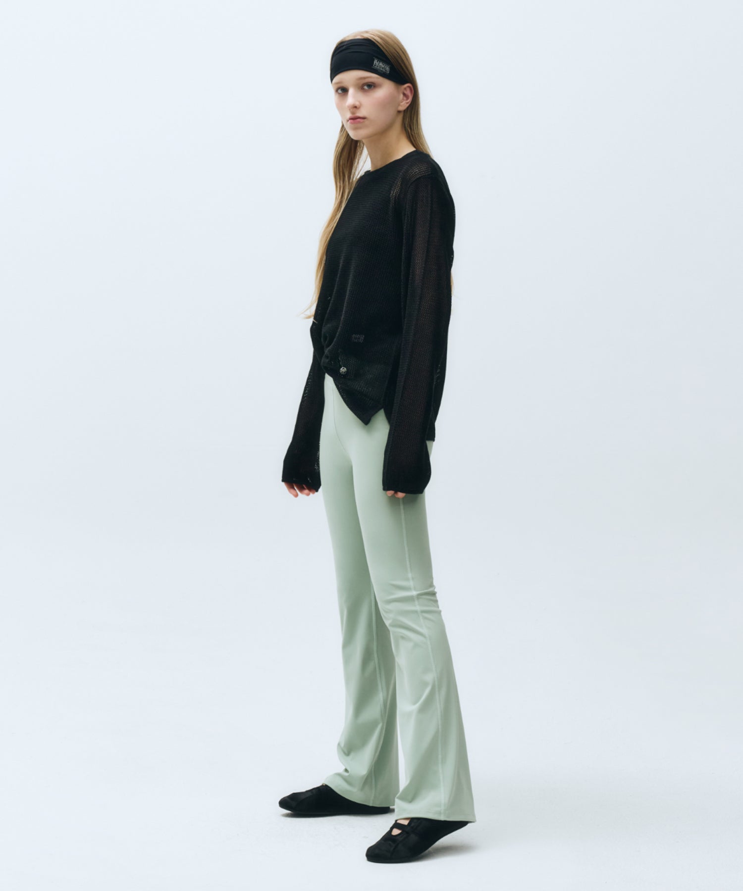 Marithe & Francois Girbaud - Mouvement W Classic Logo Bootcut Leggings (Mint) product image 2 | TRAB K-Fashion Australia