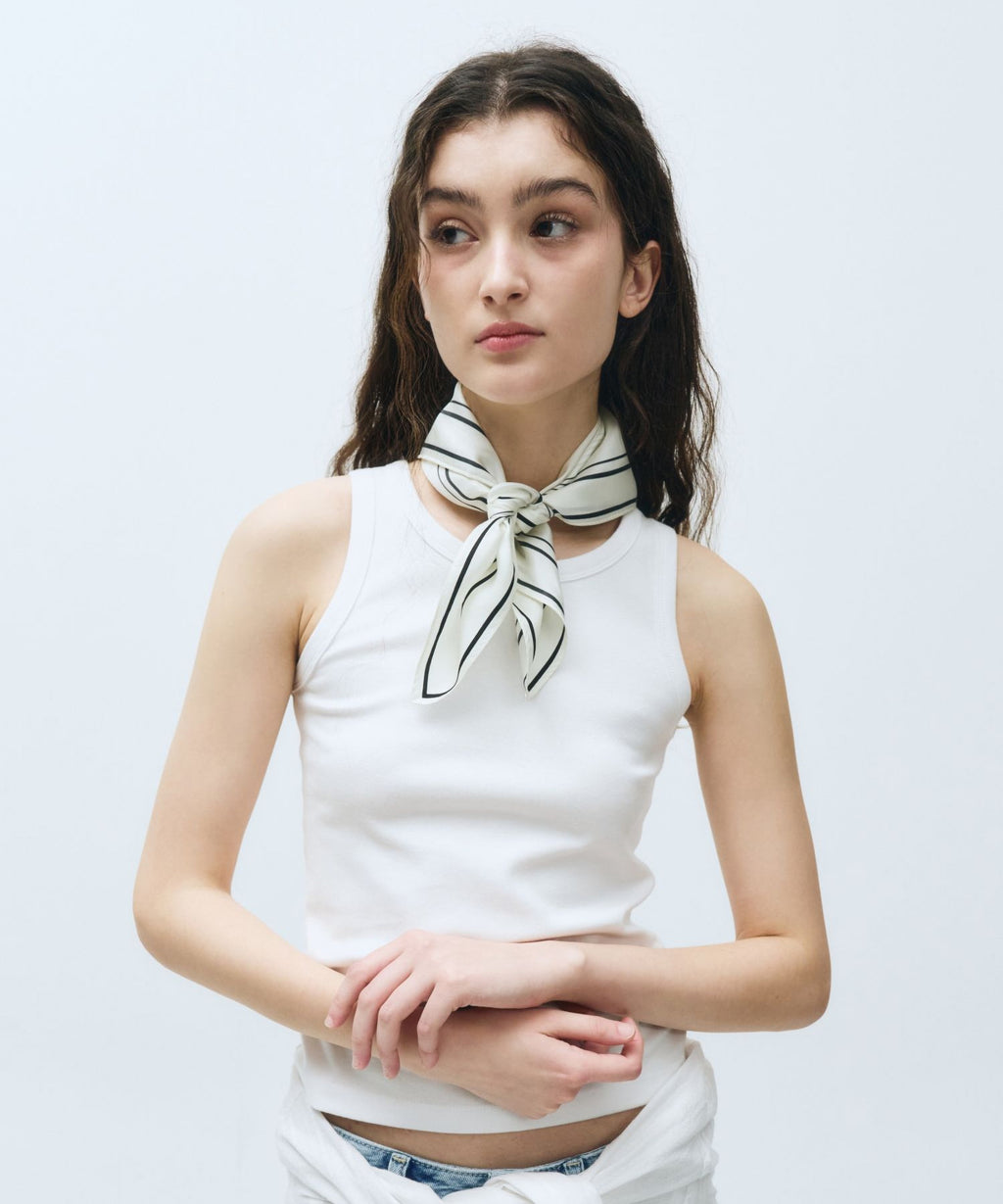 Marithe & Francois Girbaud - Classic Logo Silk Scarf (Ivory) product image 4 | TRAB K-Fashion Australia