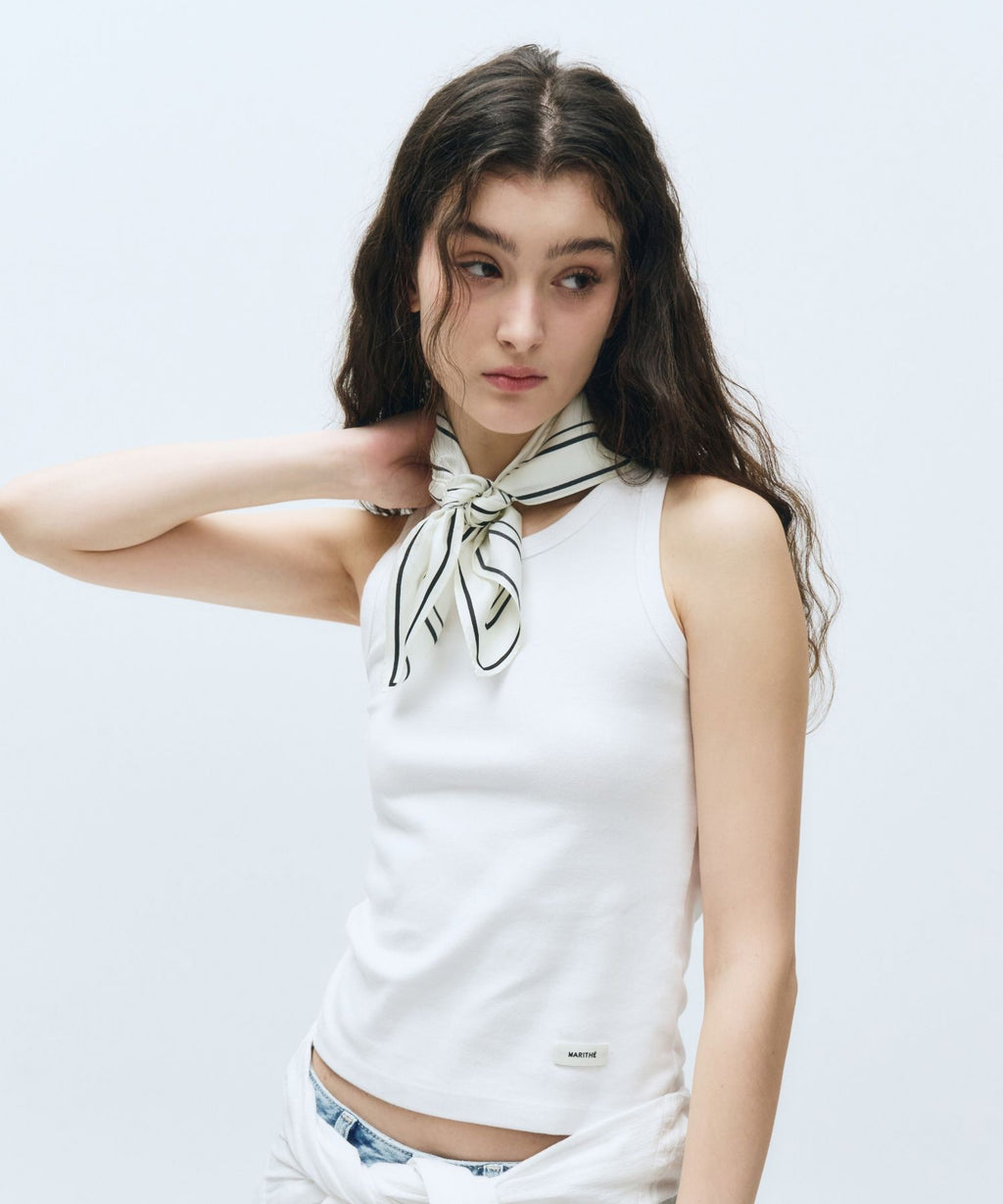 Marithe & Francois Girbaud - Classic Logo Silk Scarf (Ivory) product image 5 | TRAB K-Fashion Australia