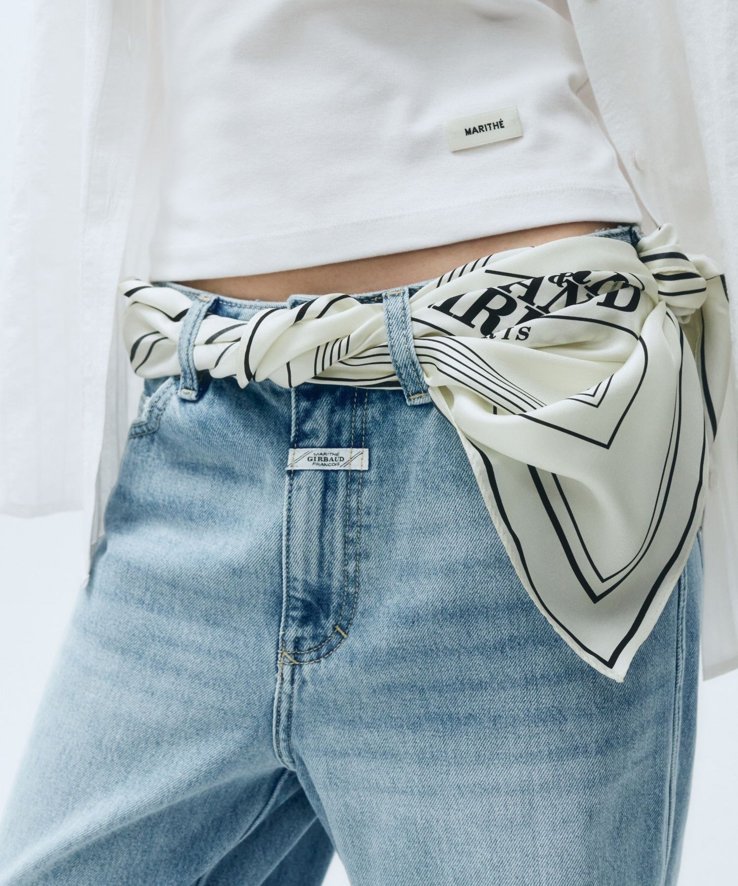 Marithe & Francois Girbaud - Classic Logo Silk Scarf (Ivory) product image 7 | TRAB K-Fashion Australia