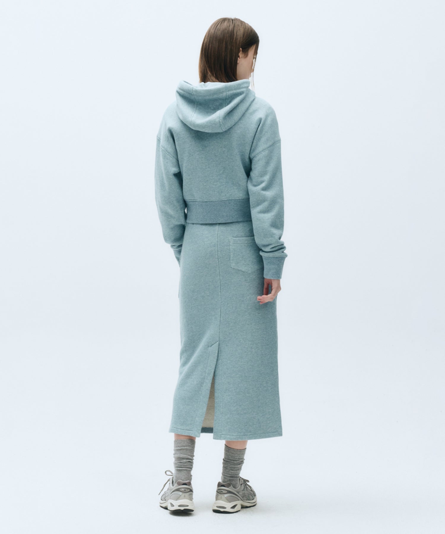 Marithe & Francois Girbaud - Classic Logo Melange Out Pocket Sweat Skirt (Blue) product image 3 | TRAB K-Fashion Australia