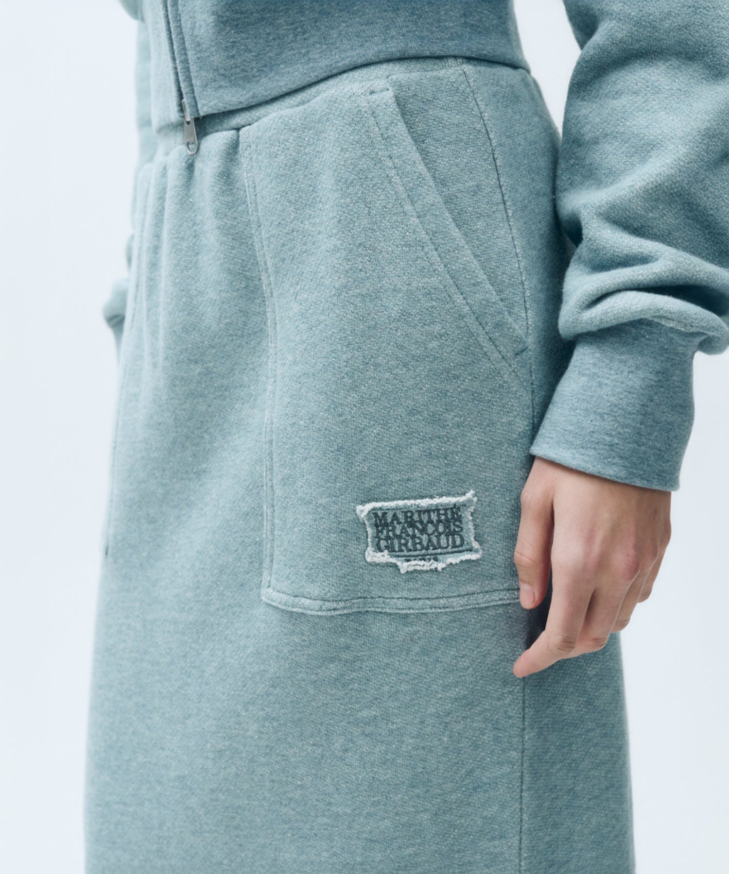 Marithe & Francois Girbaud - Classic Logo Melange Out Pocket Sweat Skirt (Blue) product image 5 | TRAB K-Fashion Australia