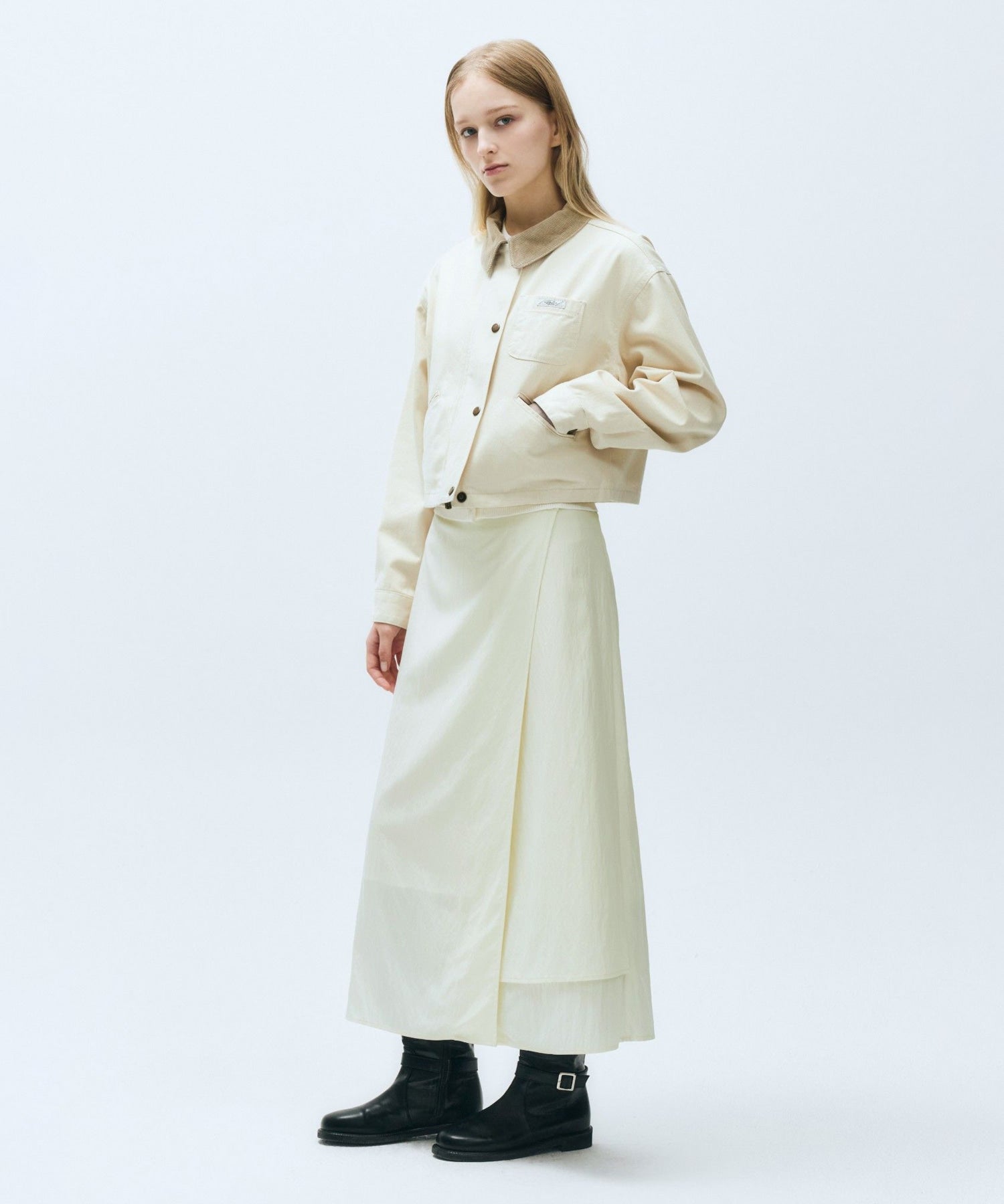 Marithe & Francois Girbaud - Wrap Long Skirt (Cream) product image 2 | TRAB K-Fashion Australia