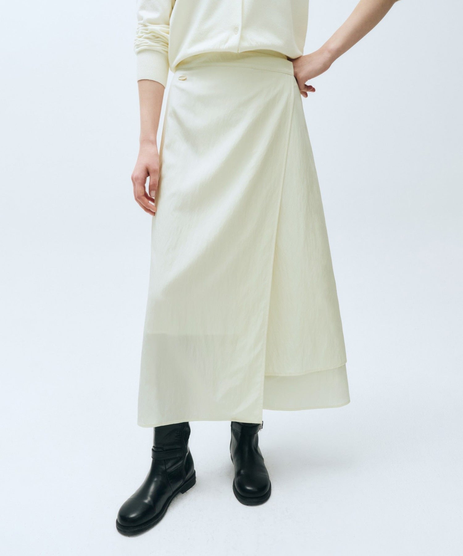 Marithe & Francois Girbaud - Wrap Long Skirt (Cream) product image 4 | TRAB K-Fashion Australia