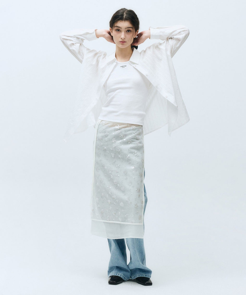 Marithe & Francois Girbaud - Layered Skirt (Ivory) product image 1 | TRAB K-Fashion Australia