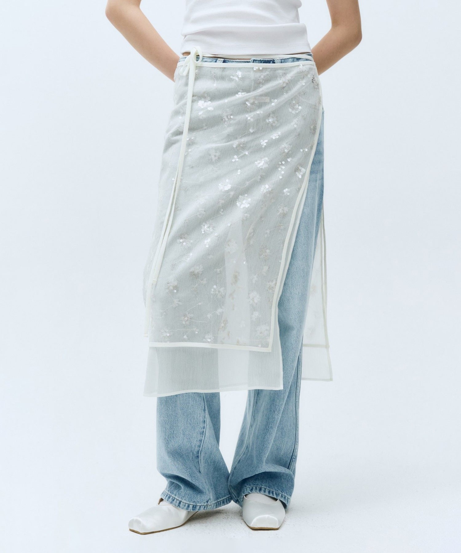 Marithe & Francois Girbaud - Layered Skirt (Ivory) product image 5 | TRAB K-Fashion Australia