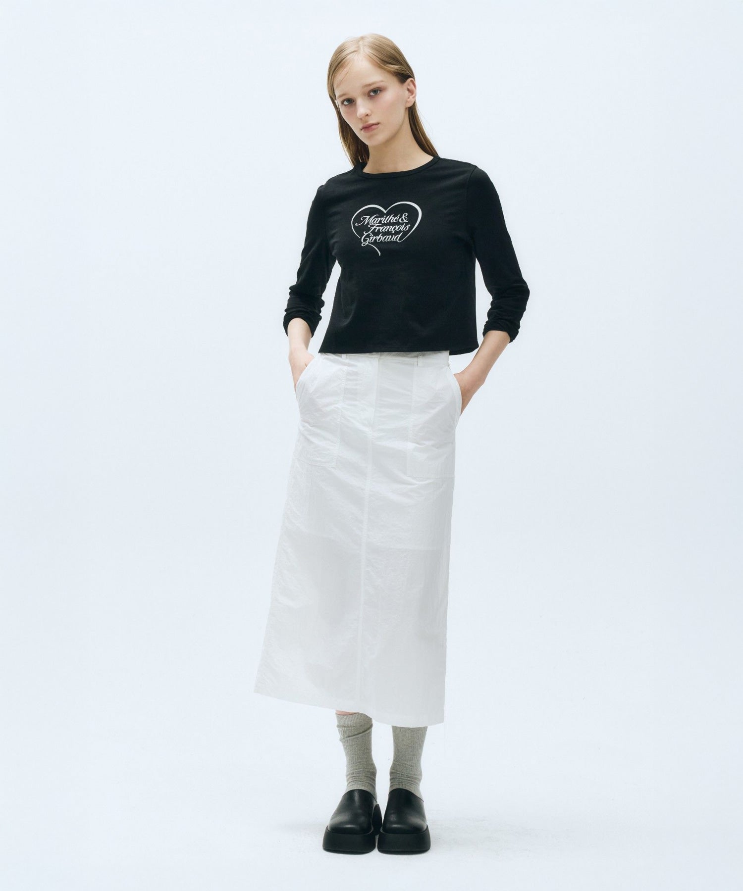 Marithe & Francois Girbaud - Nylon Midi Skirt (White) product image 3 | TRAB K-Fashion Australia