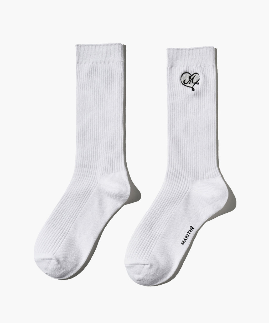 Marithe & Francois Girbaud - Heart M Logo Socks (White) product image 1 | TRAB K-Fashion Australia