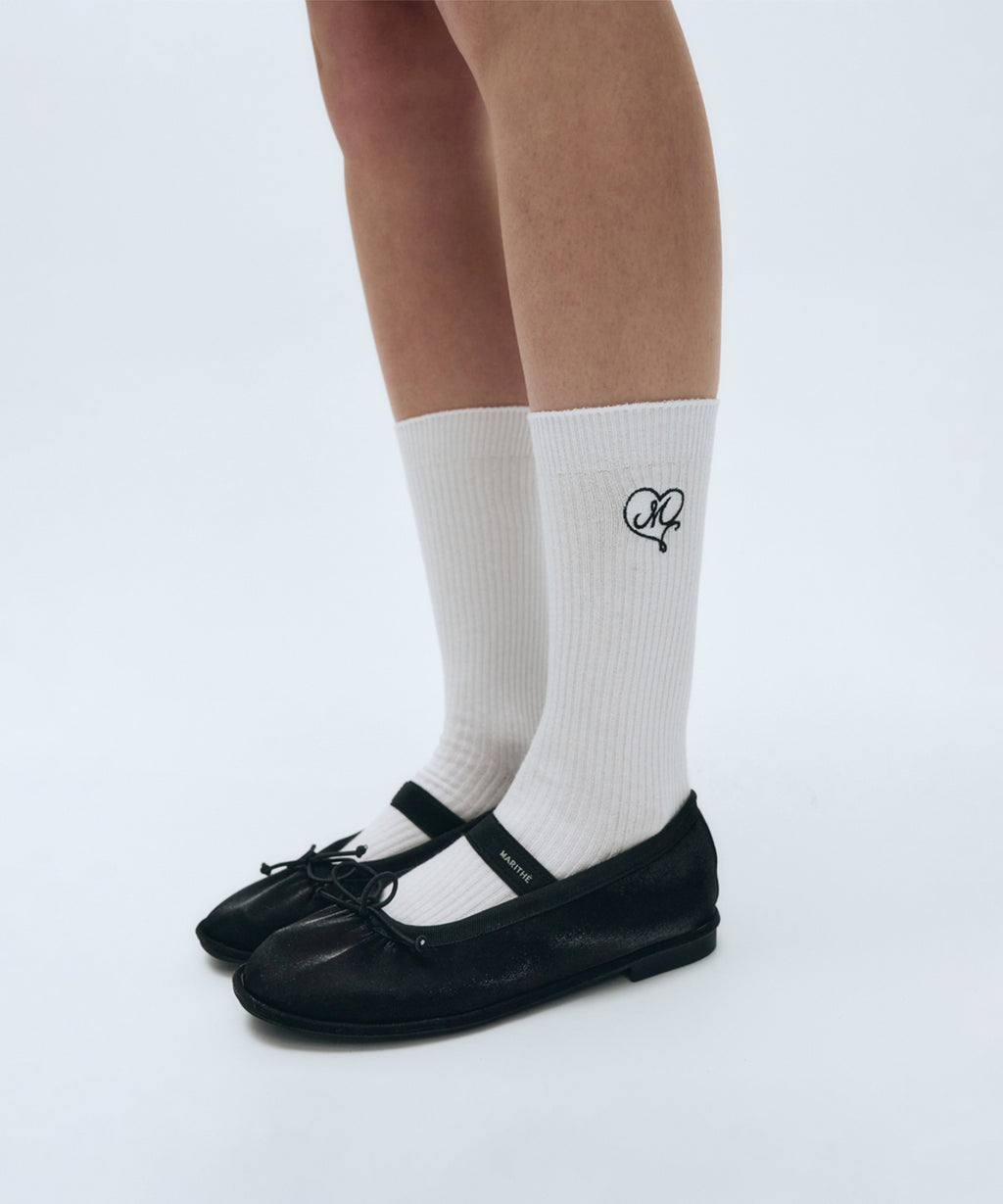 Marithe & Francois Girbaud - Heart M Logo Socks (White) product image 5 | TRAB K-Fashion Australia