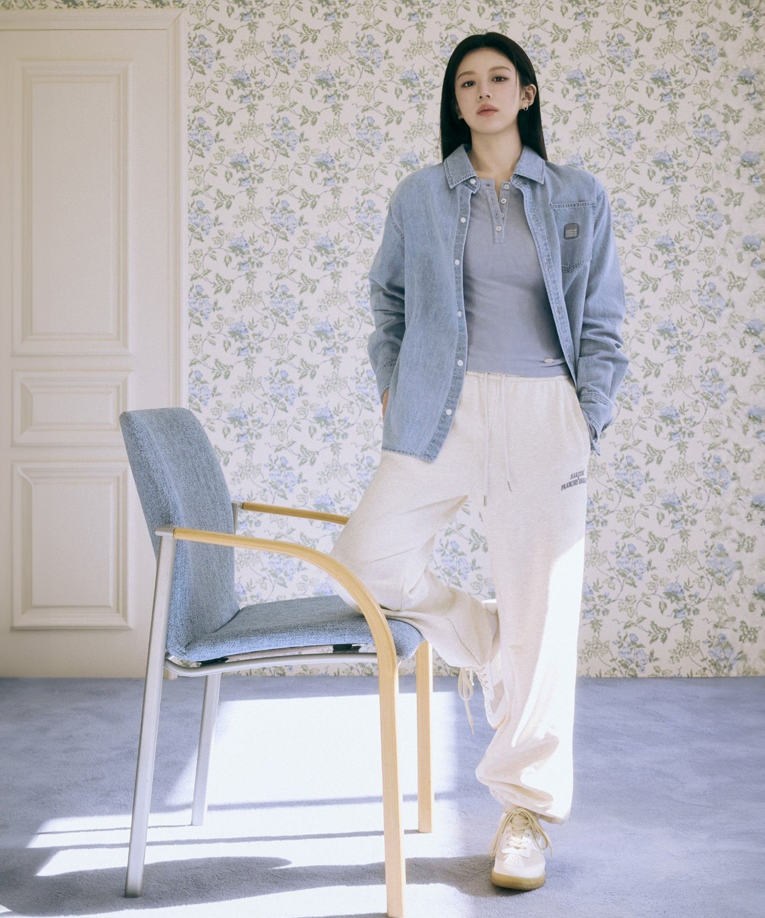 Marithe & Francois Girbaud - Arch Logo Sweat Pants (Oatmeal) product image 1 | TRAB K-Fashion Australia