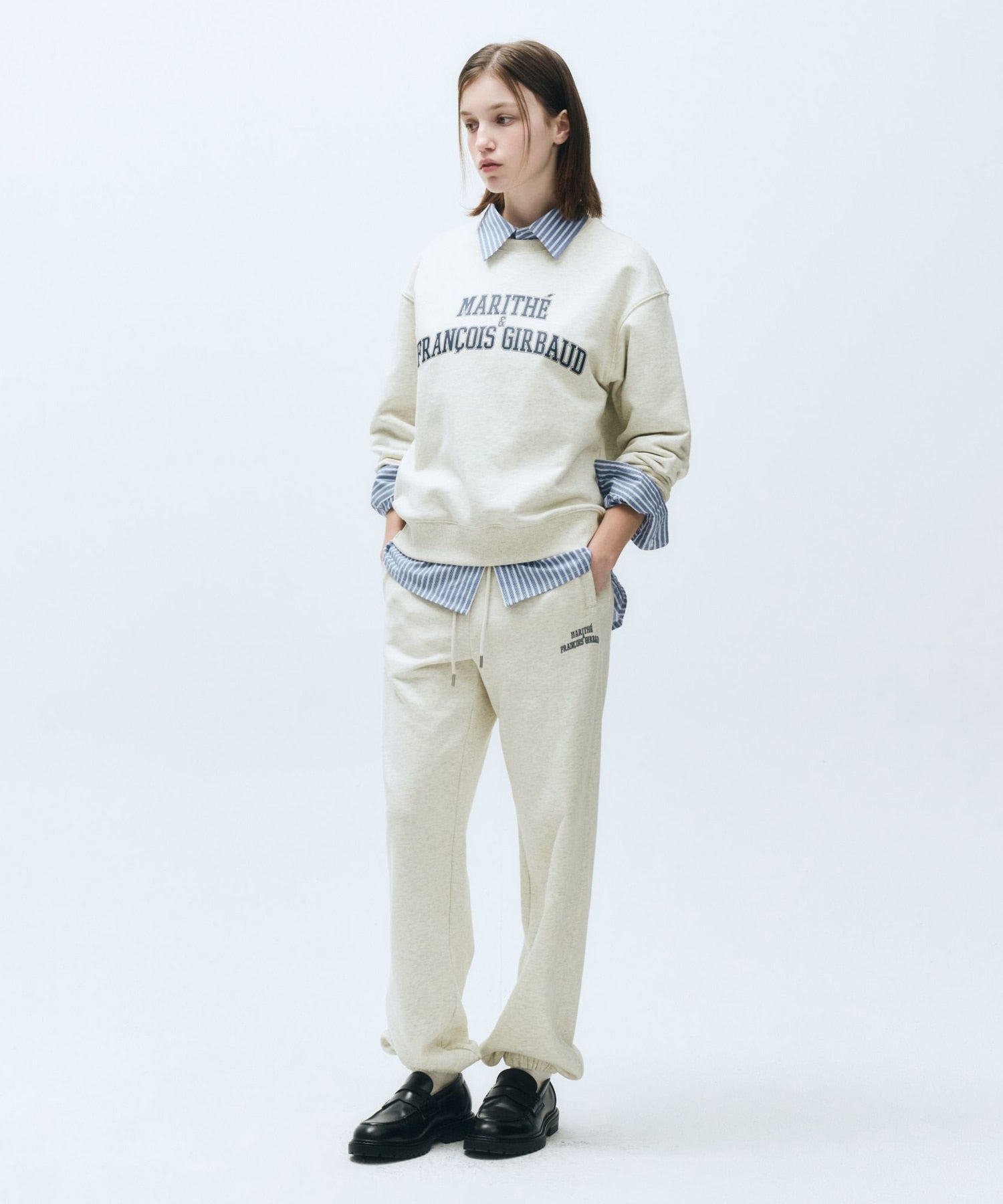 Marithe & Francois Girbaud - Arch Logo Sweat Pants (Oatmeal) product image 5 | TRAB K-Fashion Australia