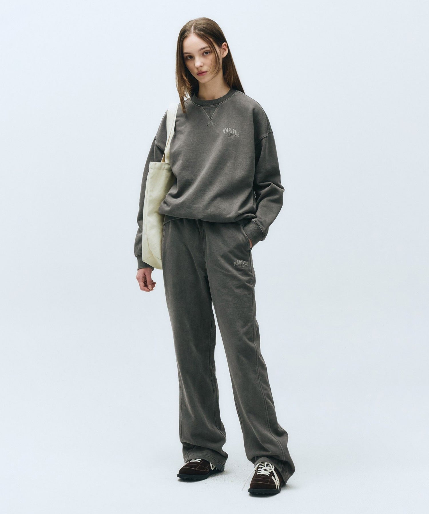 Marithe & Francois Girbaud - Pigment Side Panel Wide Sweat Pants (Charcoal) product image 1 | TRAB K-Fashion Australia