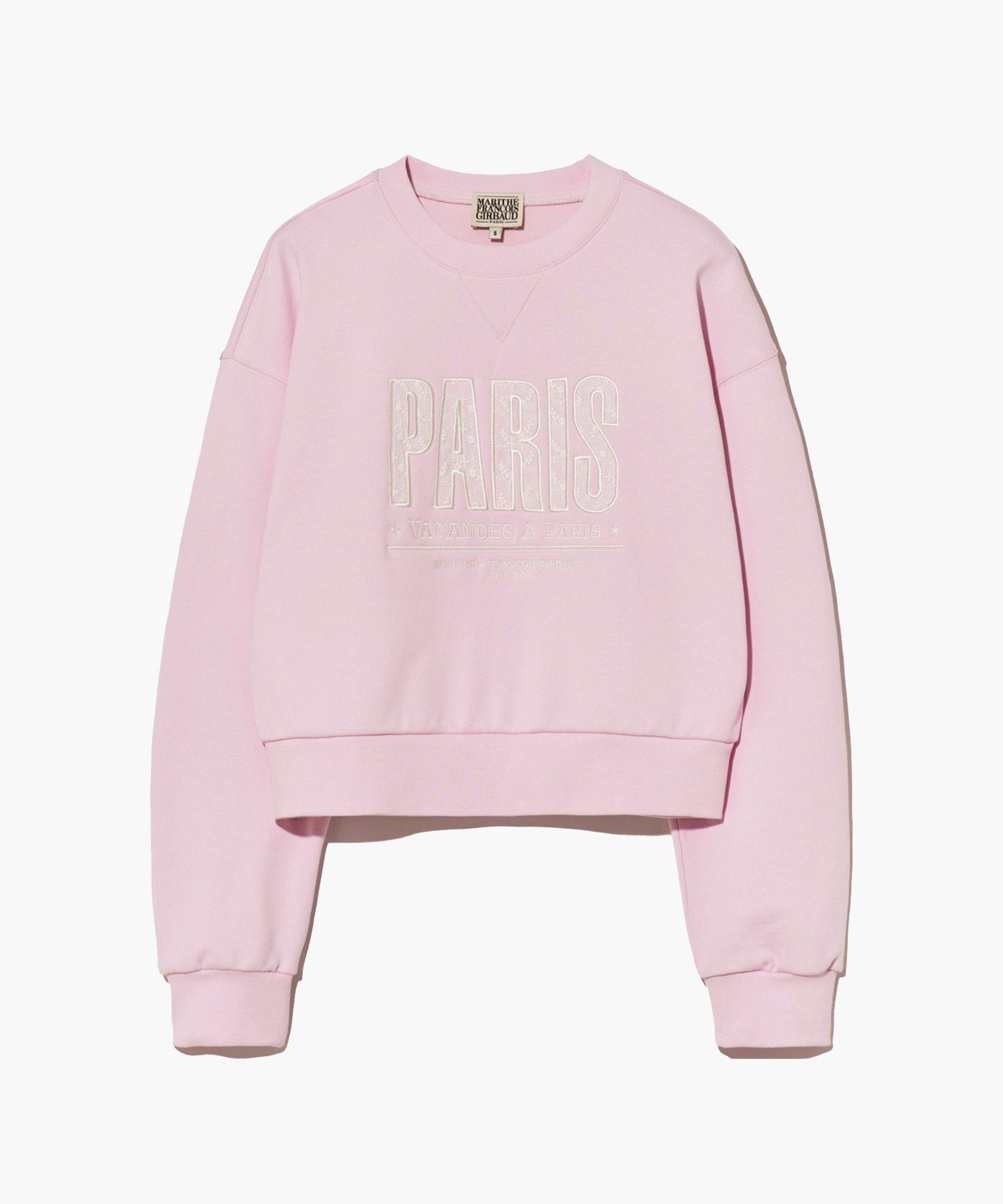 Marithe & Francois Girbaud - Lace Applique Crop Sweatshirt (Light Pink) product image 7 | TRAB K-Fashion Australia