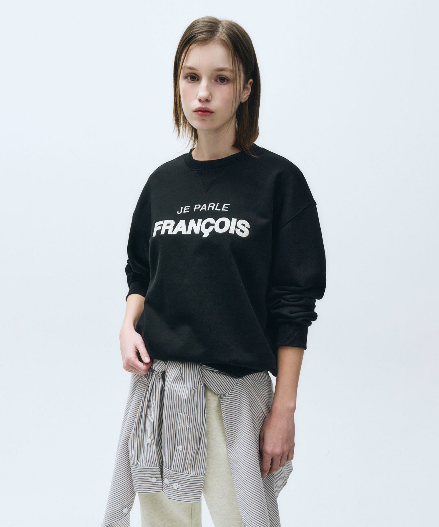 Marithe & Francois Girbaud - Applique Logo Over Fit Sweatshirt (Black) product image 1 | TRAB K-Fashion Australia