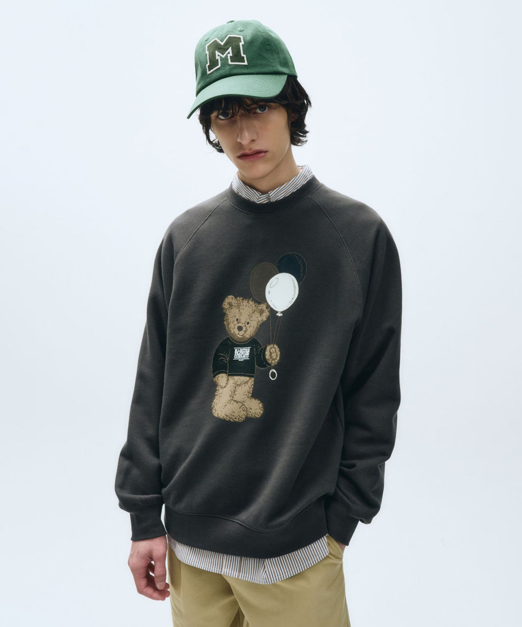 Marithe & Francois Girbaud - Balloon Doodle Bear Sweatshirt (Charcoal) product image 1 | TRAB K-Fashion Australia