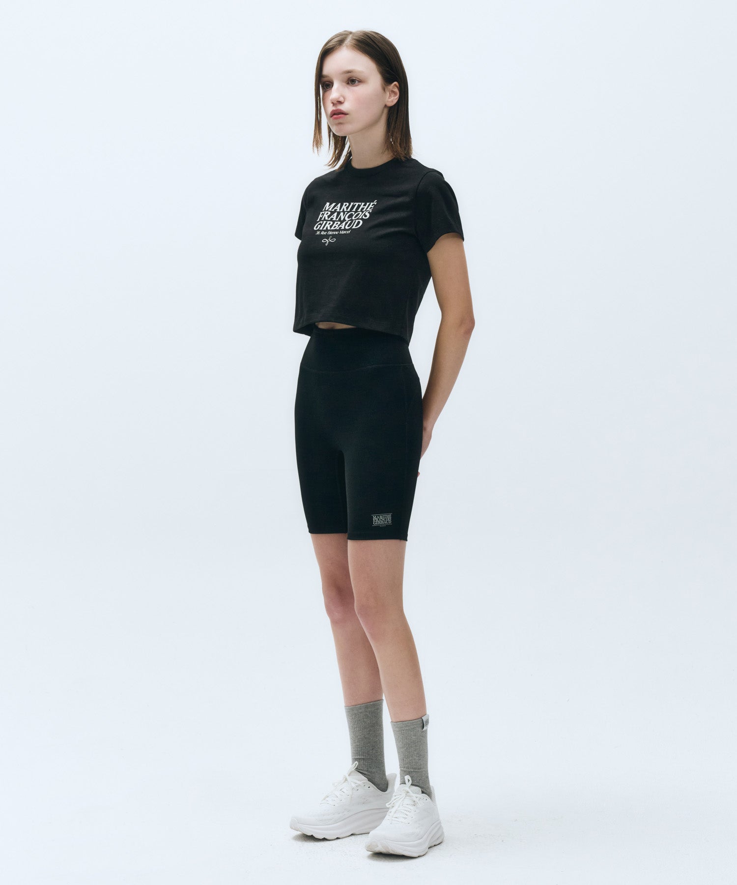 Marithe & Francois Girbaud - Mouvement W Classic Logo Biker Shorts (Black) product image 1 | TRAB K-Fashion Australia