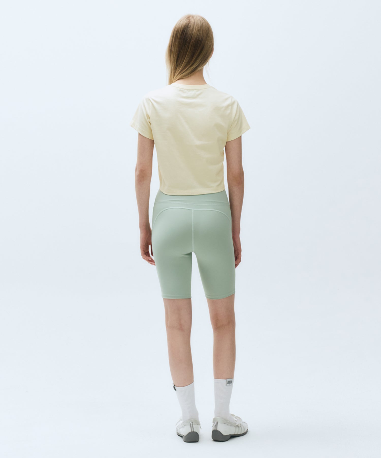Marithe & Francois Girbaud - Mouvement W Classic Logo Biker Shorts (Mint) product image 3 | TRAB K-Fashion Australia
