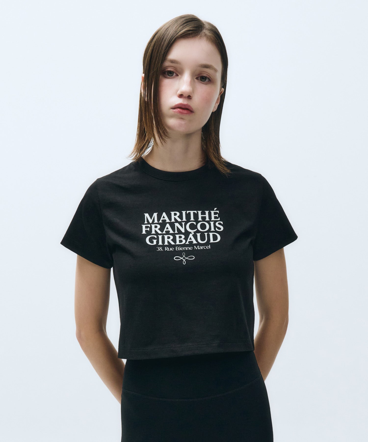 Marithe & Francois Girbaud - Mouvement W Aerocool Crop Tee (Black) product image 1 | TRAB K-Fashion Australia