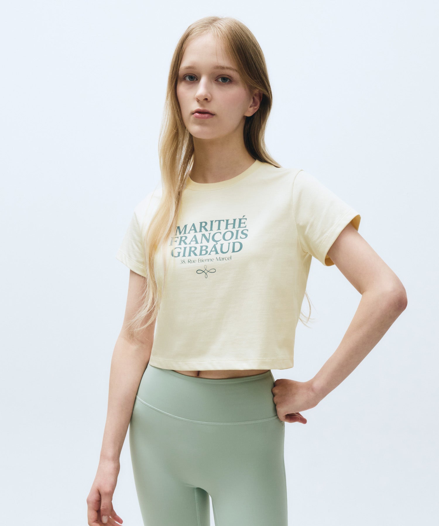 Marithe & Francois Girbaud - Mouvement W Aerocool Crop Tee (Cream) product image 1 | TRAB K-Fashion Australia