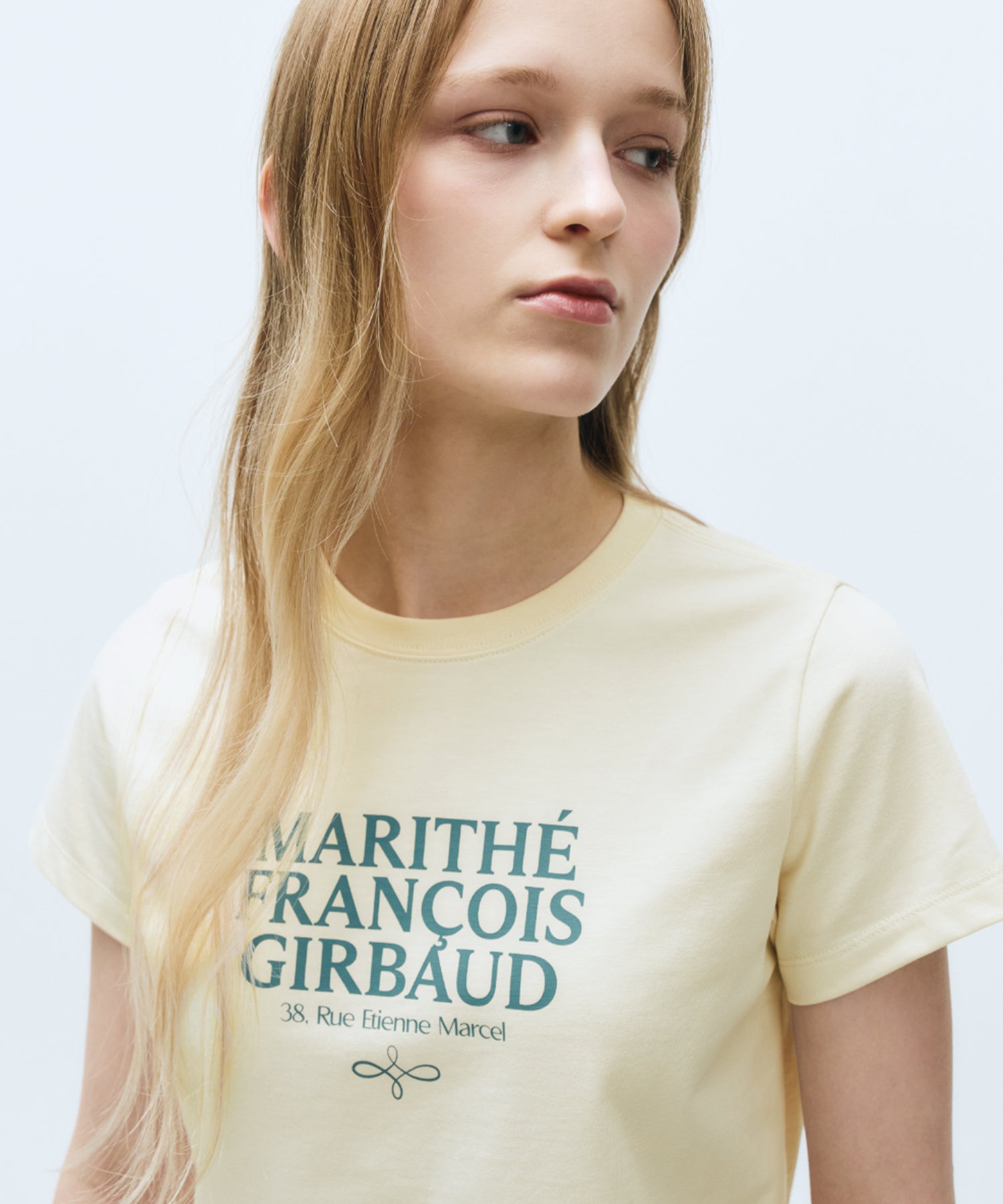 Marithe & Francois Girbaud - Mouvement W Aerocool Crop Tee (Cream) product image 2 | TRAB K-Fashion Australia