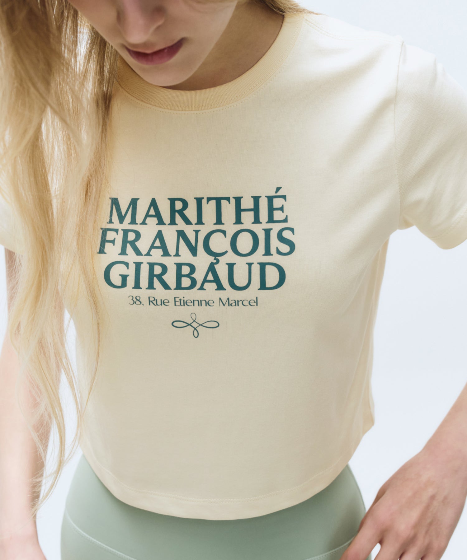 Marithe & Francois Girbaud - Mouvement W Aerocool Crop Tee (Cream) product image 3 | TRAB K-Fashion Australia