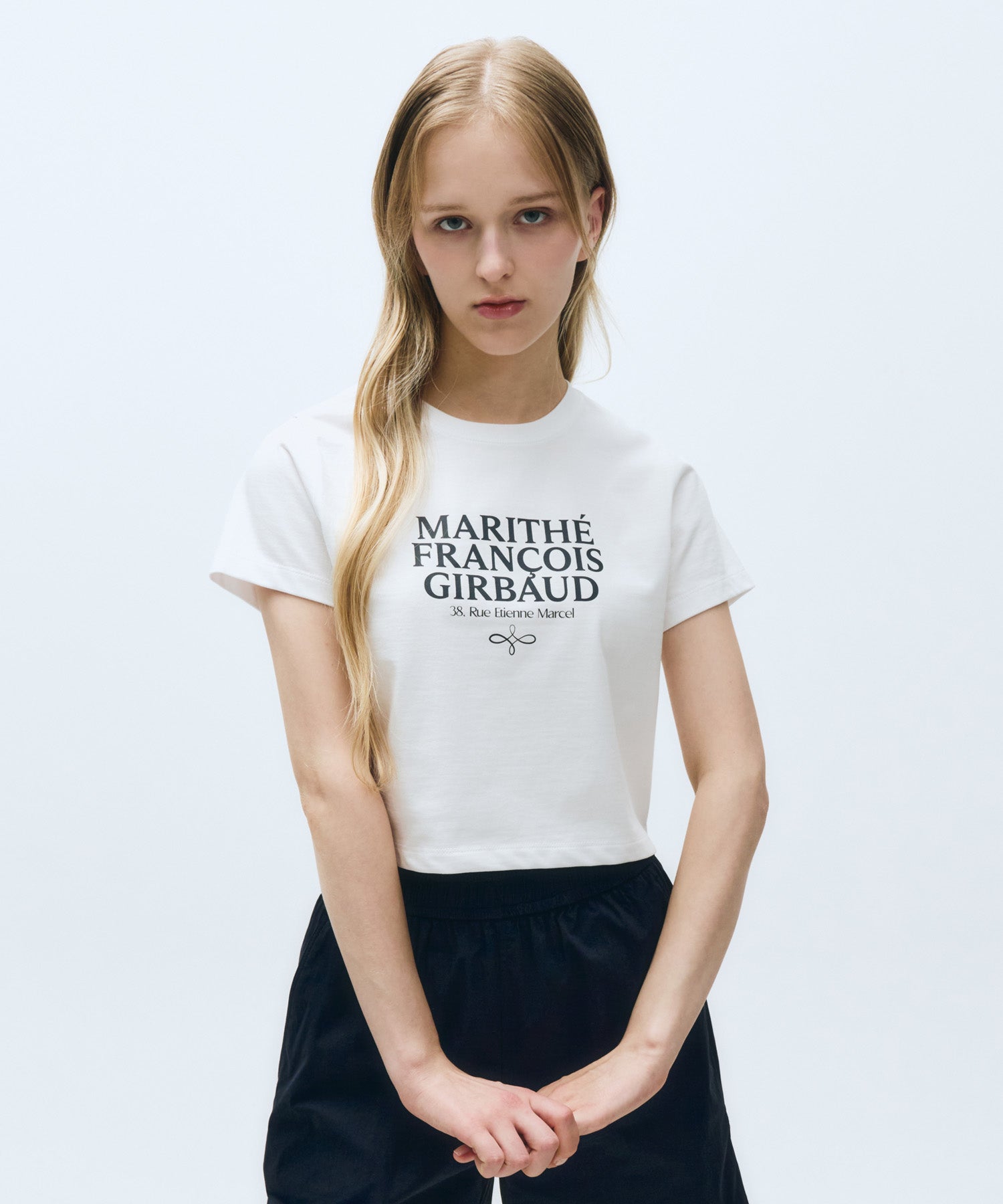 Marithe & Francois Girbaud - Mouvement W Aerocool Crop Tee (White) product image 1 | TRAB K-Fashion Australia