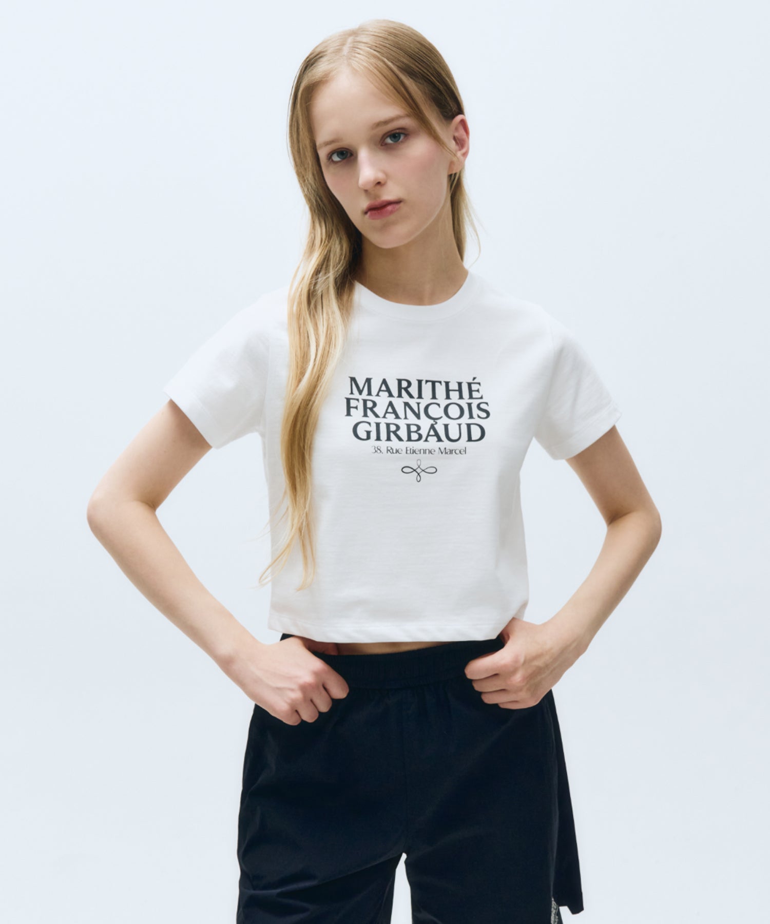Marithe & Francois Girbaud - Mouvement W Aerocool Crop Tee (White) product image 2 | TRAB K-Fashion Australia