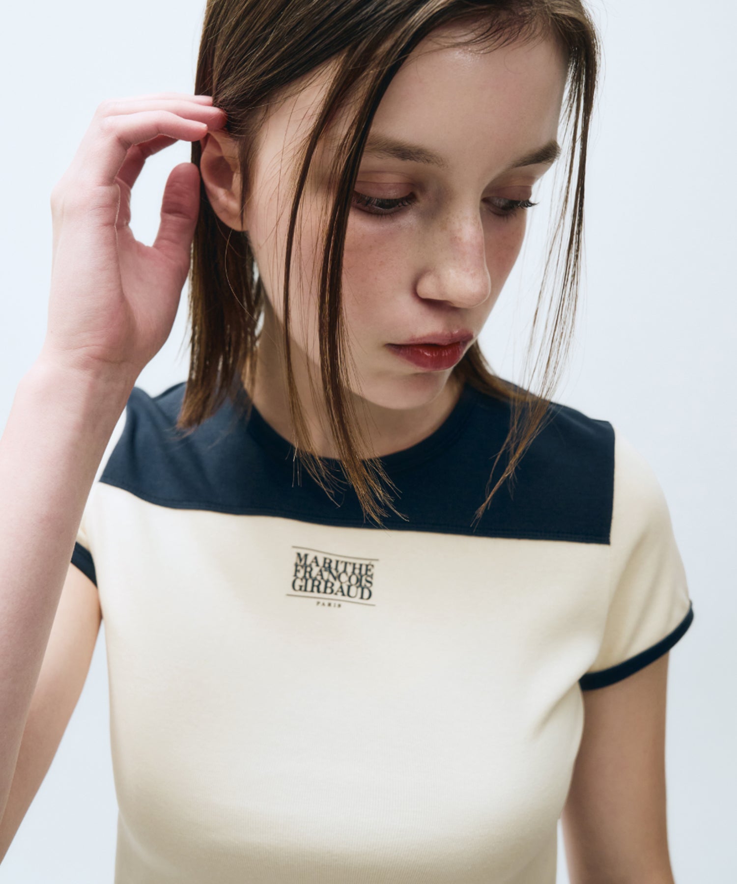 Marithe & Francois Girbaud - Mouvement W Slim Ringer Tee (Cream) product image 3 | TRAB K-Fashion Australia