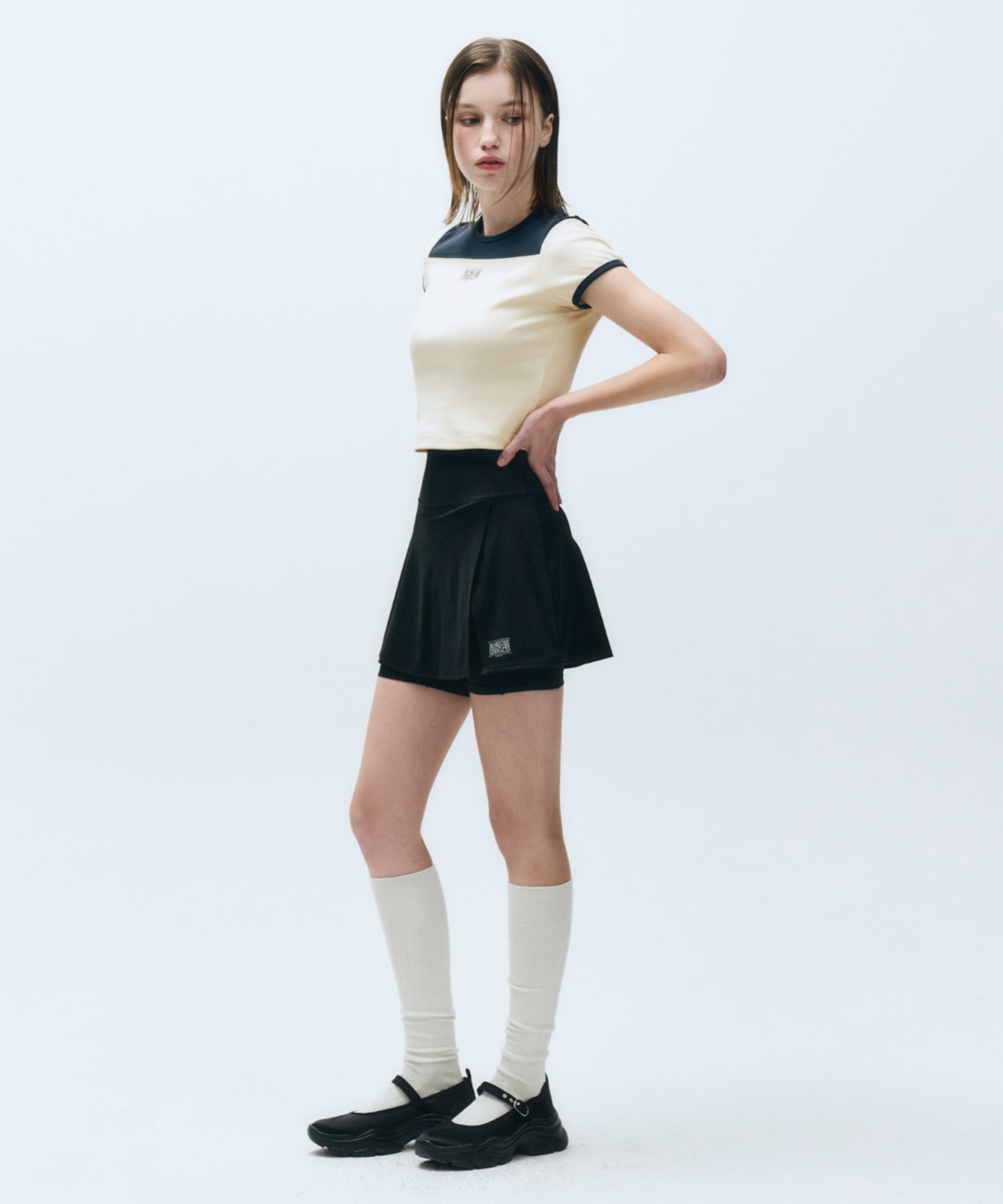 Marithe & Francois Girbaud - Mouvement W Slim Ringer Tee (Cream) product image 5 | TRAB K-Fashion Australia