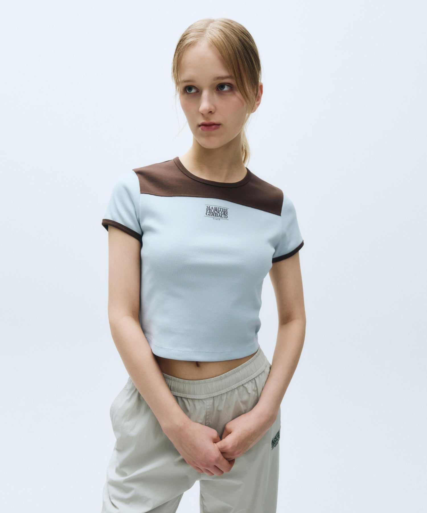 Marithe & Francois Girbaud - Mouvement W Slim Ringer Tee (Sky Blue) product image 2 | TRAB K-Fashion Australia