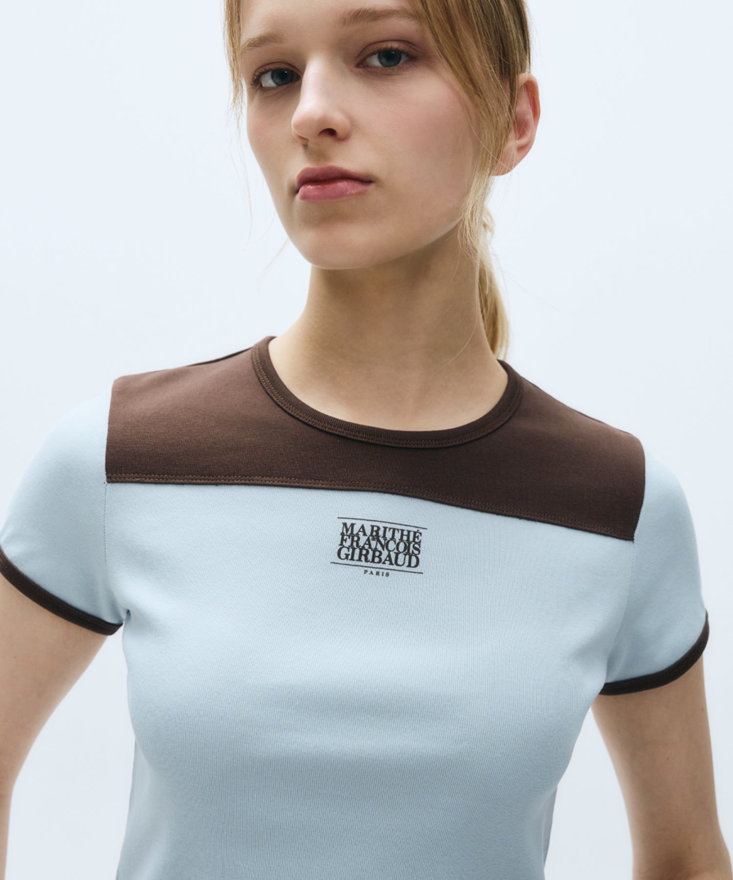 Marithe & Francois Girbaud - Mouvement W Slim Ringer Tee (Sky Blue) product image 3 | TRAB K-Fashion Australia