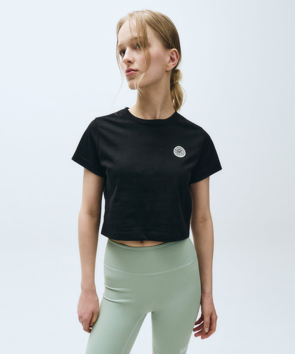 Marithe & Francois Girbaud - Mouvement W Circle Wappen Aerocool Crop Tee (Black) product image 2 | TRAB K-Fashion Australia
