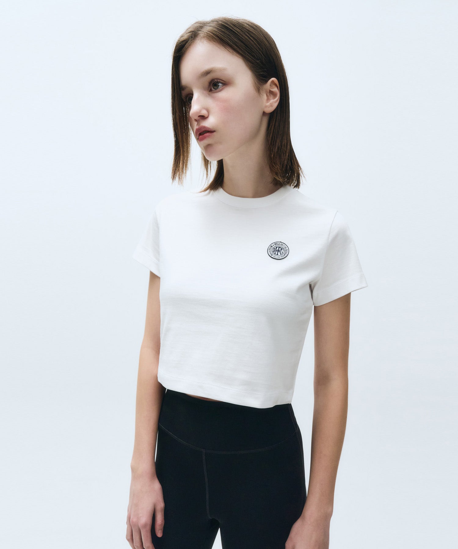 Marithe & Francois Girbaud - Mouvement W Circle Wappen Aerocool Crop Tee (White) product image 1 | TRAB K-Fashion Australia