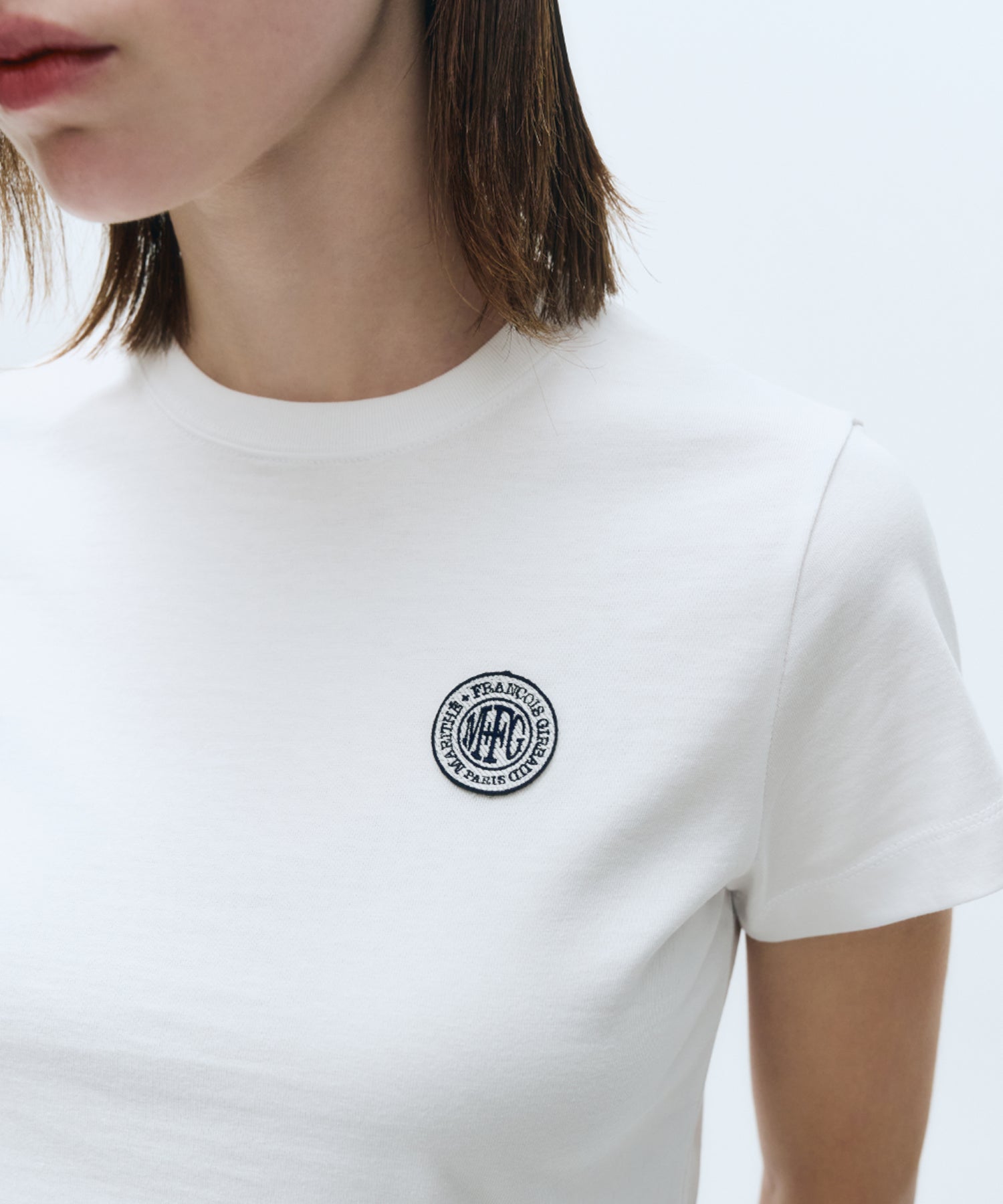 Marithe & Francois Girbaud - Mouvement W Circle Wappen Aerocool Crop Tee (White) product image 3 | TRAB K-Fashion Australia