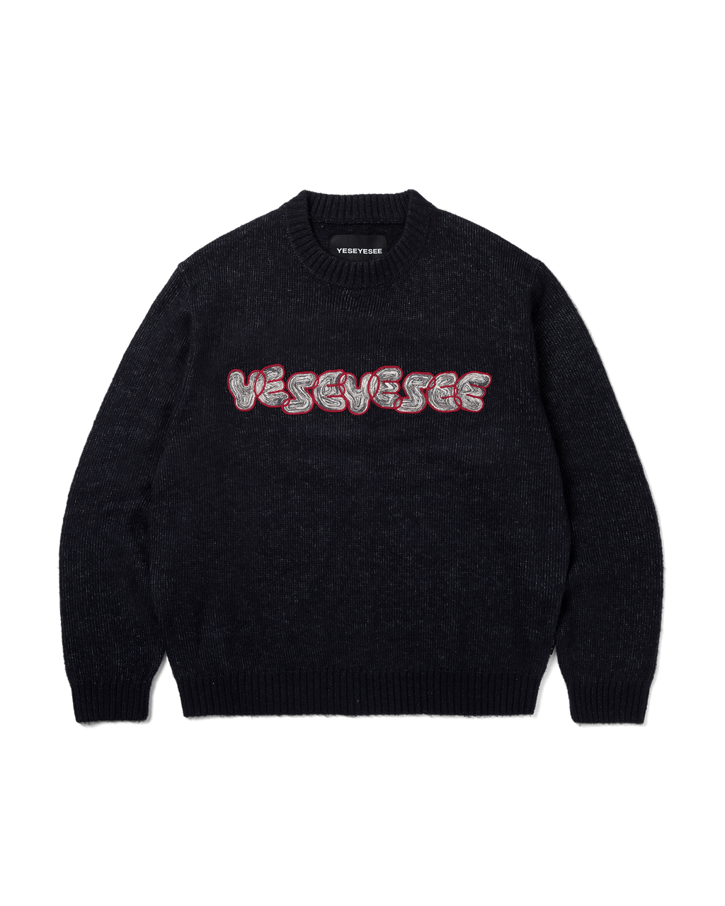 yeseyesee - Marble Pattern Logo Knit Pullover (Black) product image 1 | TRAB K-Fashion Australia